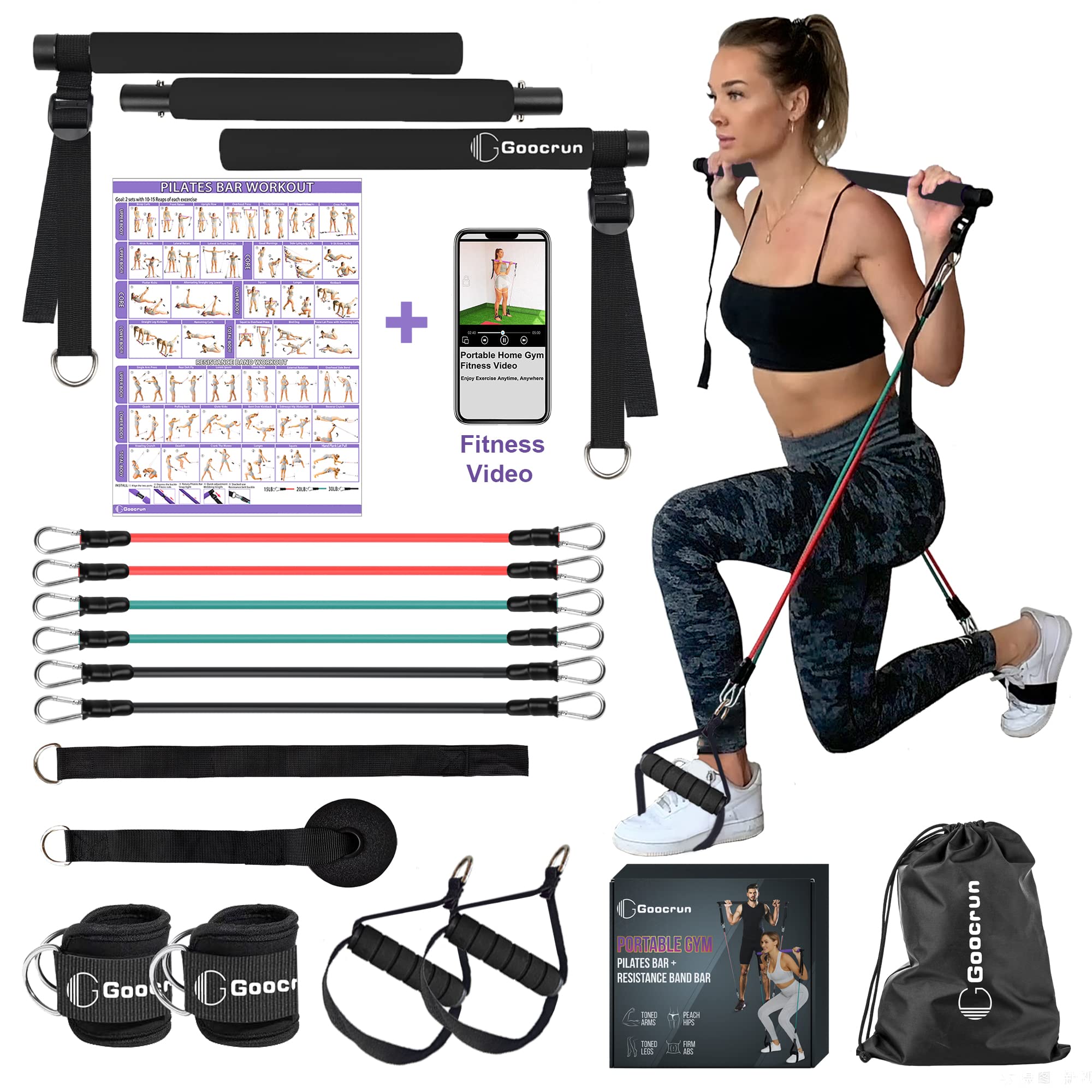Best Portable Pilates Bar with Resistance Tubes - Home Workout Gear