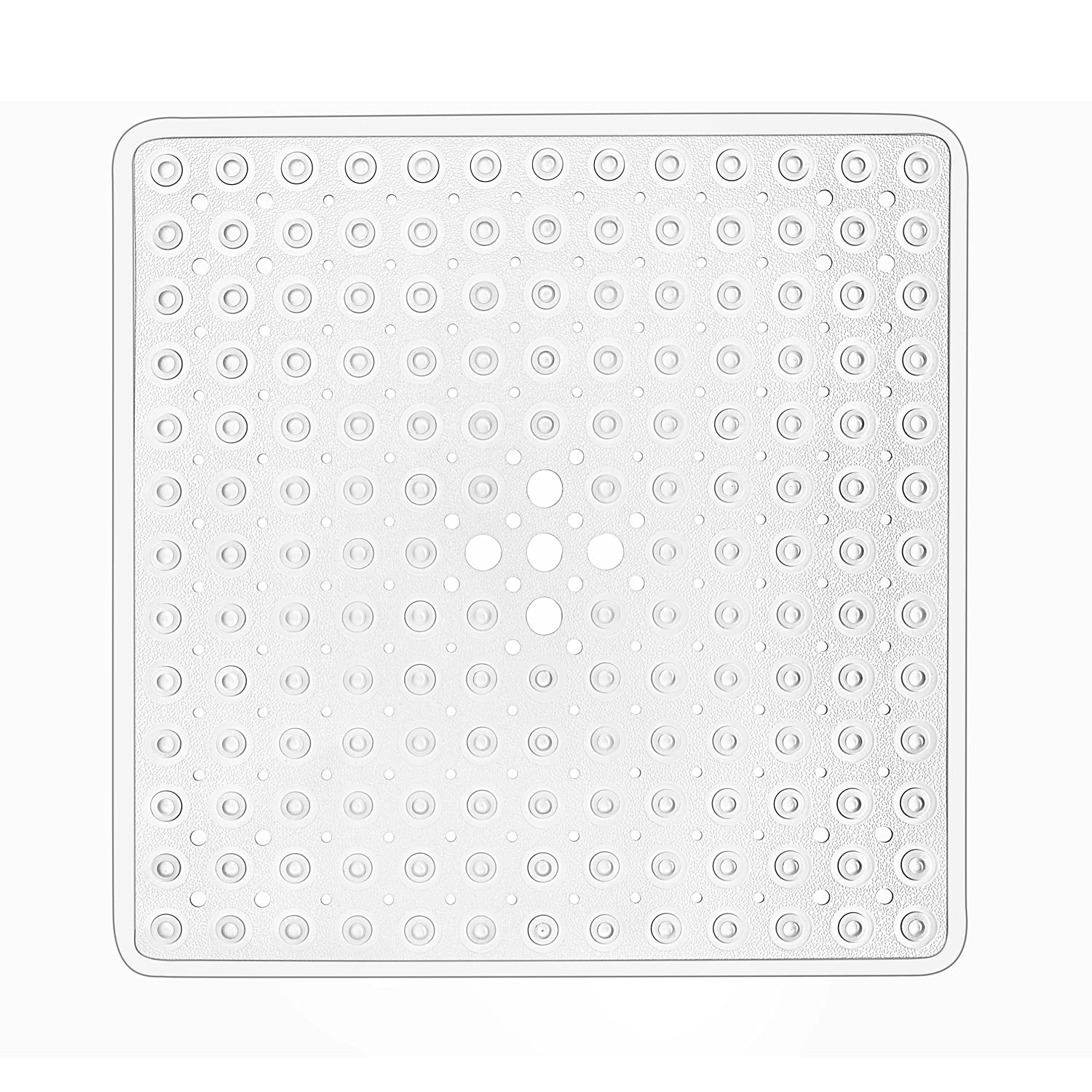 Large Square Shower Mat Non Slip - Shower Mat with Drain Hole in