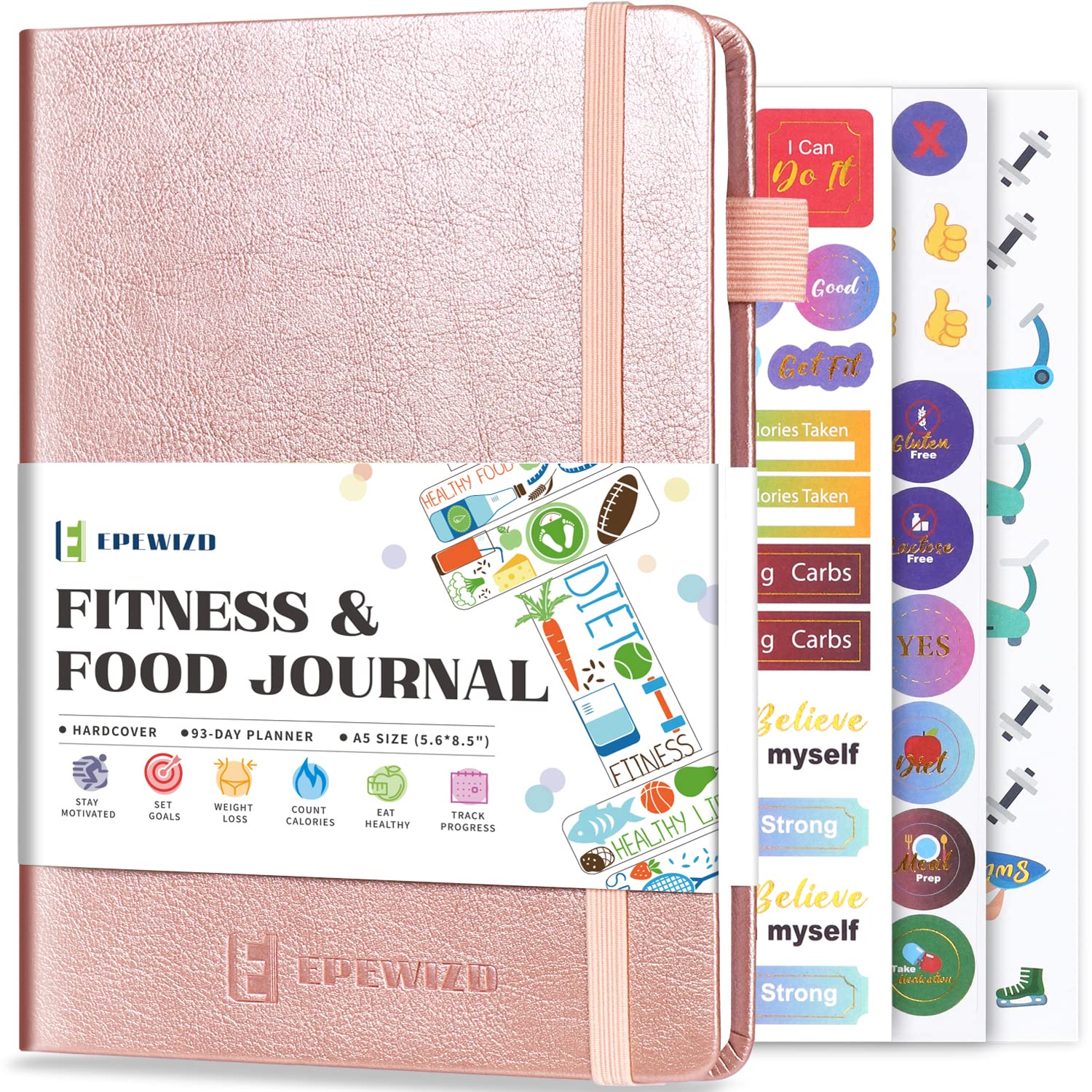 EPEWIZD Food and Fitness Journal Hardcover Wellness Planner