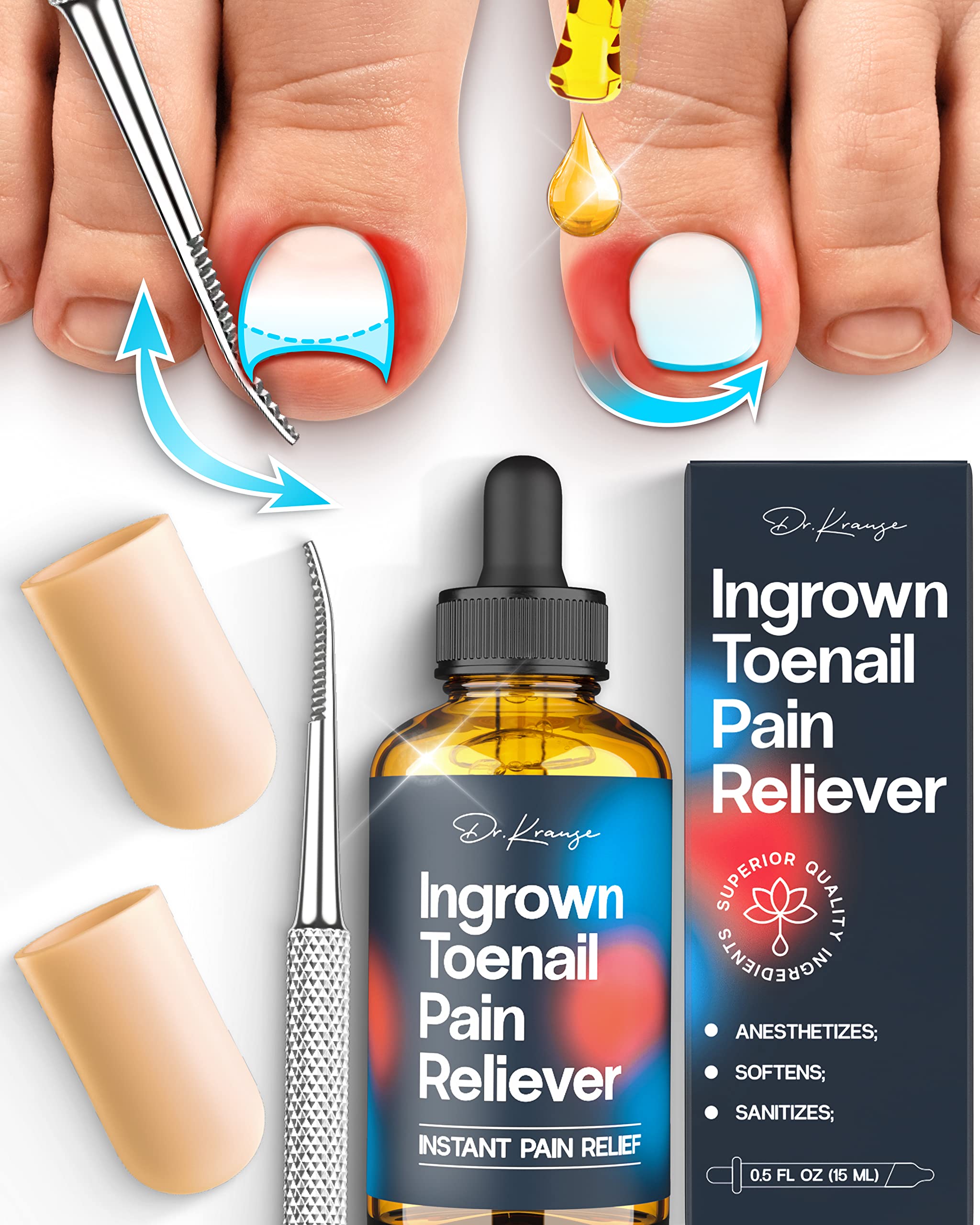 Buy Treatonic Ingrown Toenail Treatment - Ingrown Toenail Pain Reliever and  Softener Kit for Easy Trimming with Silicone Gel Toe Caps Online at Low  Prices in India - Amazon.in
