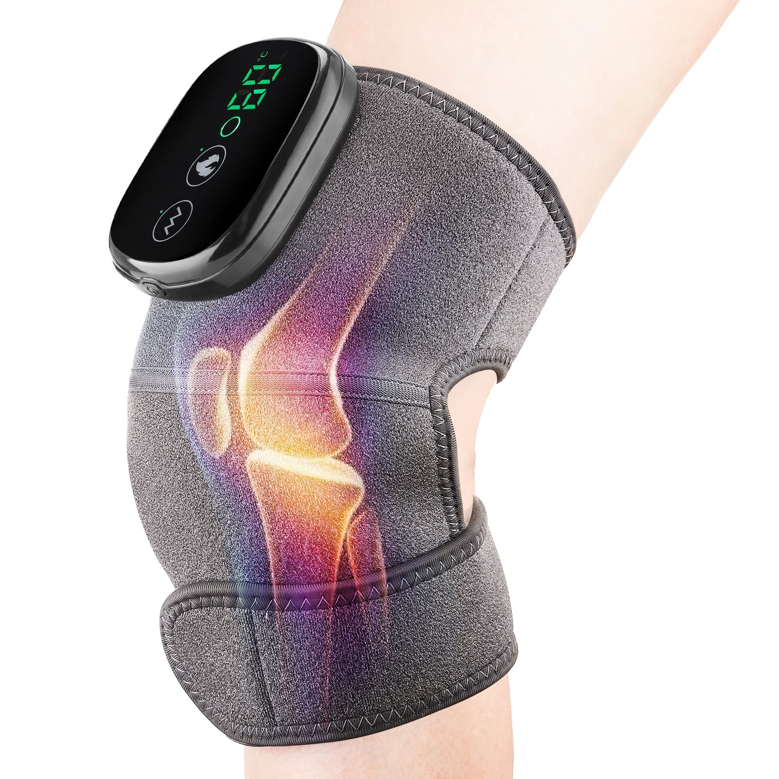 Heated Knee Massager Shoulder Brace, 3-In-1 Heated Knee Elbow Shoulder Brace  Wrap, Vibration Knee Heating Pad, 3 Adjustable Vibrations and Heating Modes,  Heating Pad for Knee Elbow Shoulder Relax