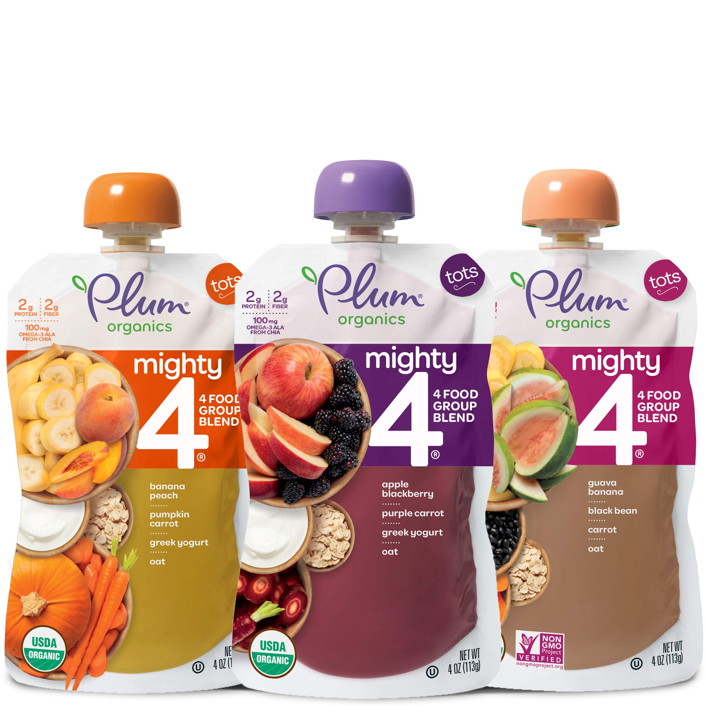 Plum Organics Baby Food Pouch Mighty 4 Variety Pack 4 Ounce 18 