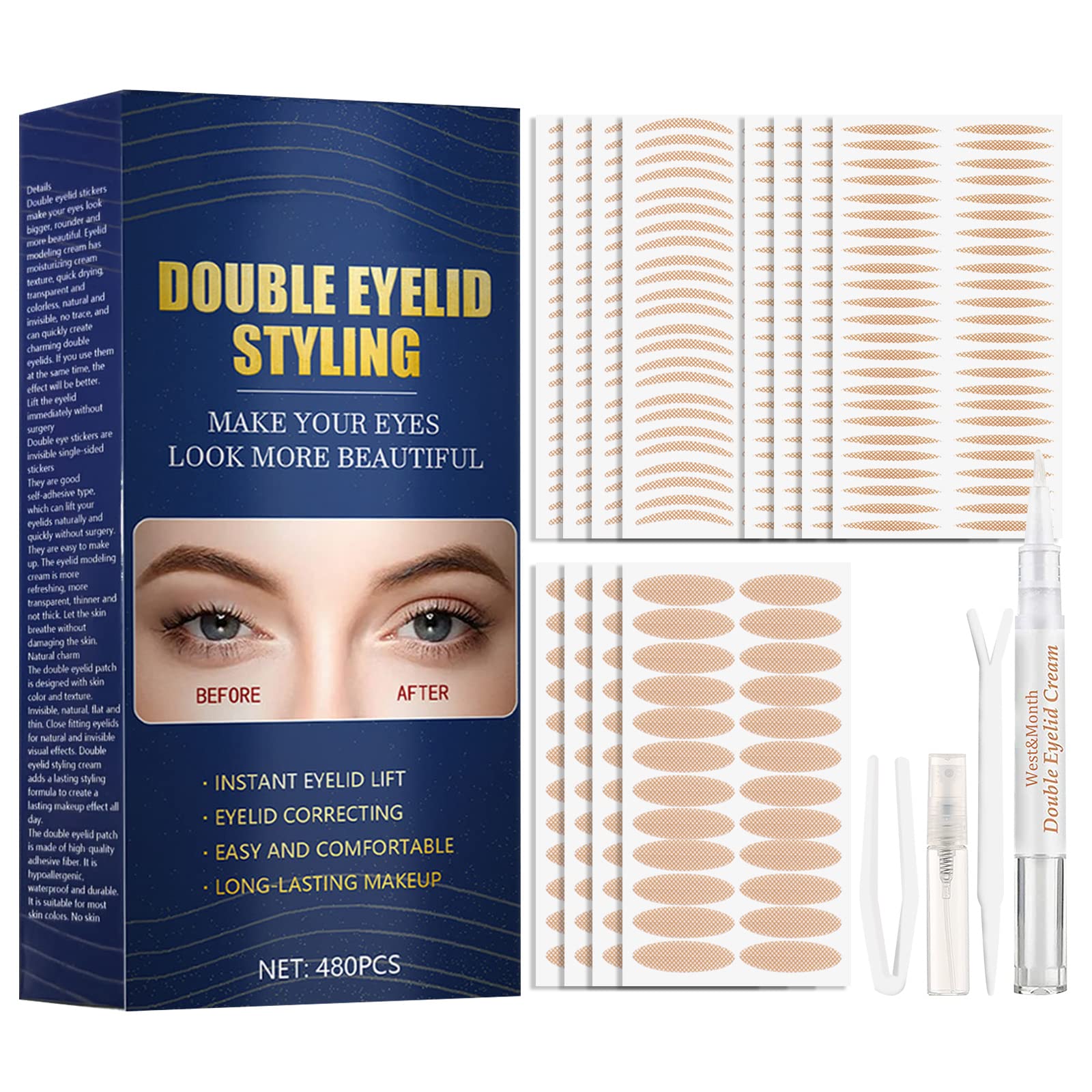 Eyelid Tape,Glue-Free Invisible Double Eyelid Sticker,Waterproof Invisible  Eyelid Lift Strips,Invisible Double Eyelid Tape for Hooded Eyes,Eye Lift