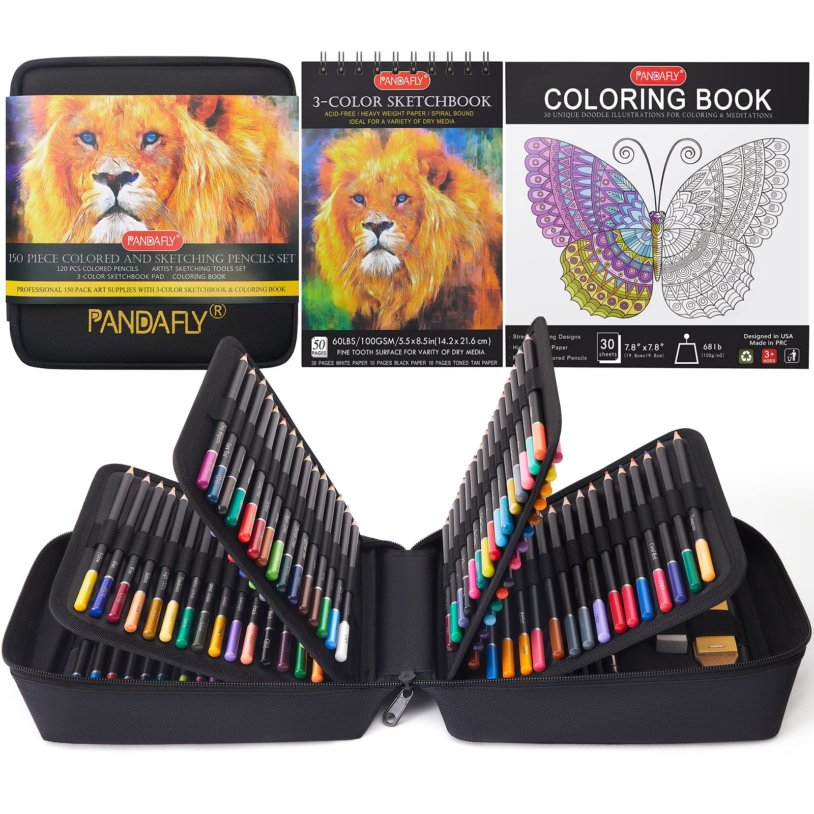 50 Piece Adult Coloring Book Artist Grade Colored Pencil Set with