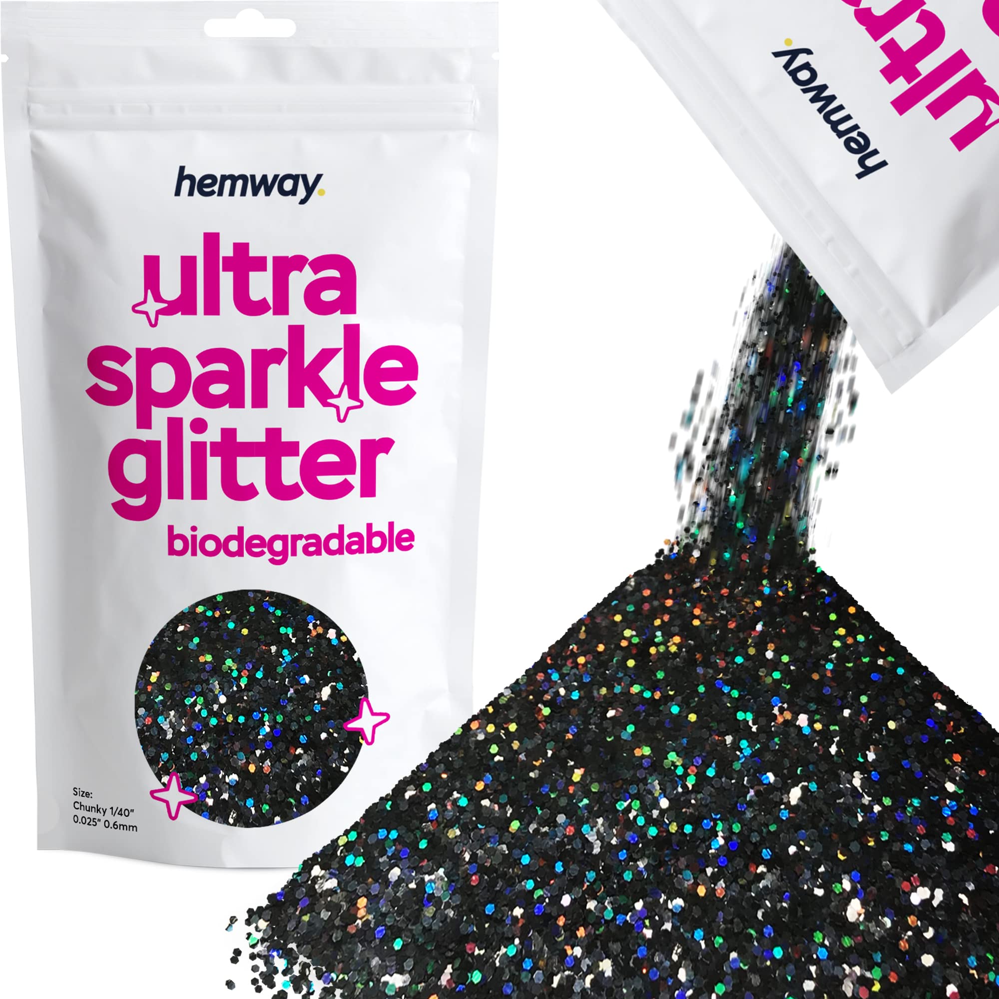  Holographic Chunky Glitter, 100g Black Cosmetic Craft