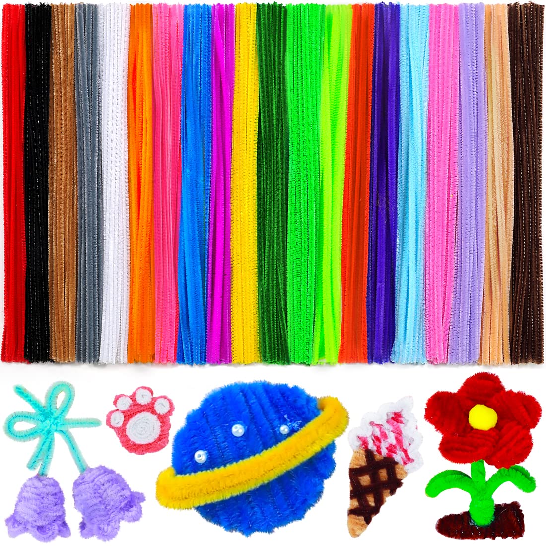 12 Wired Craft Metallic Chenille Stems - Pipe Cleaners (25 Pcs) Red