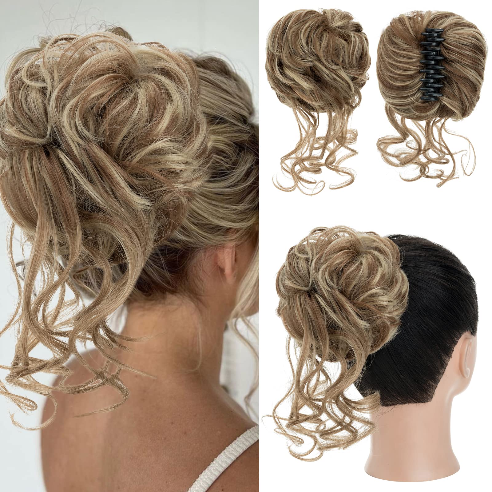 S Noilite Claw Clip Messy Bun Hair Pieces Tousled Updo Hair Bun