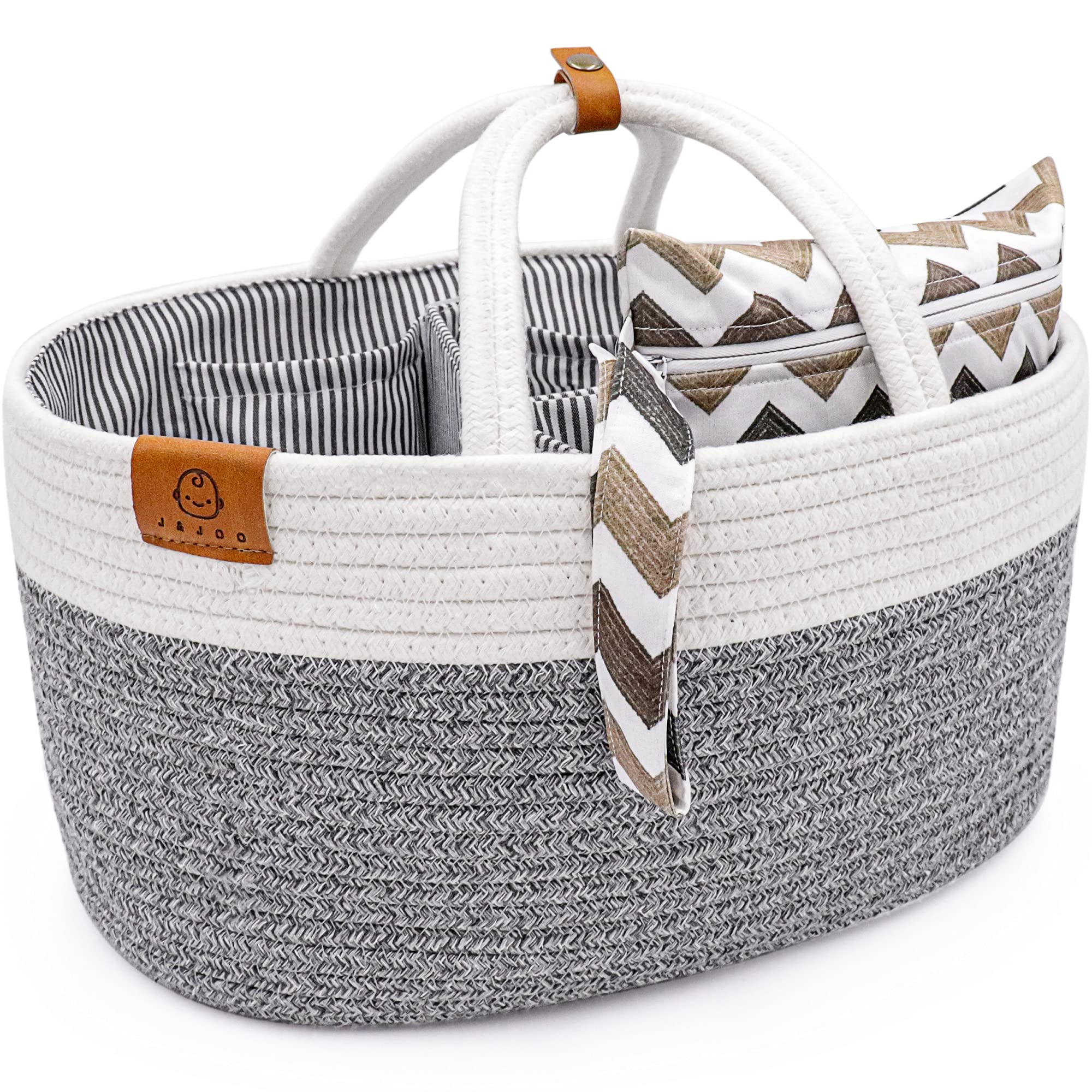 luxury little Diaper Caddy Organizer, Large Cotton Rope Nursery Basket,  Changing Table Baby Diaper Storage Portable Car Organizer with Removable