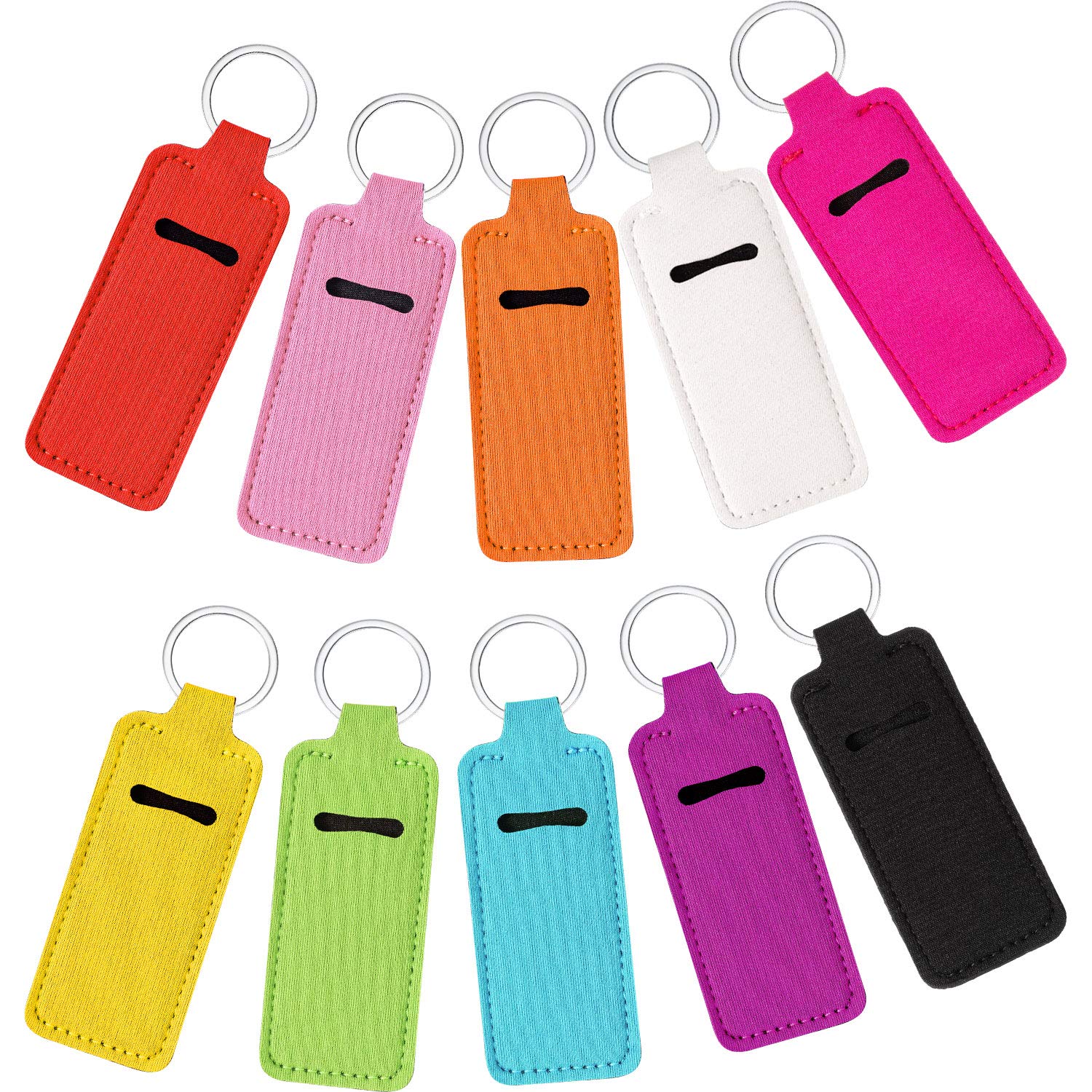 10 Pieces Chapstick Keychain Holder Lip Balm Holder Keychain Clip on Sleeve  Colorful Chapstick Pocket Keychain Bag Accessories for Women