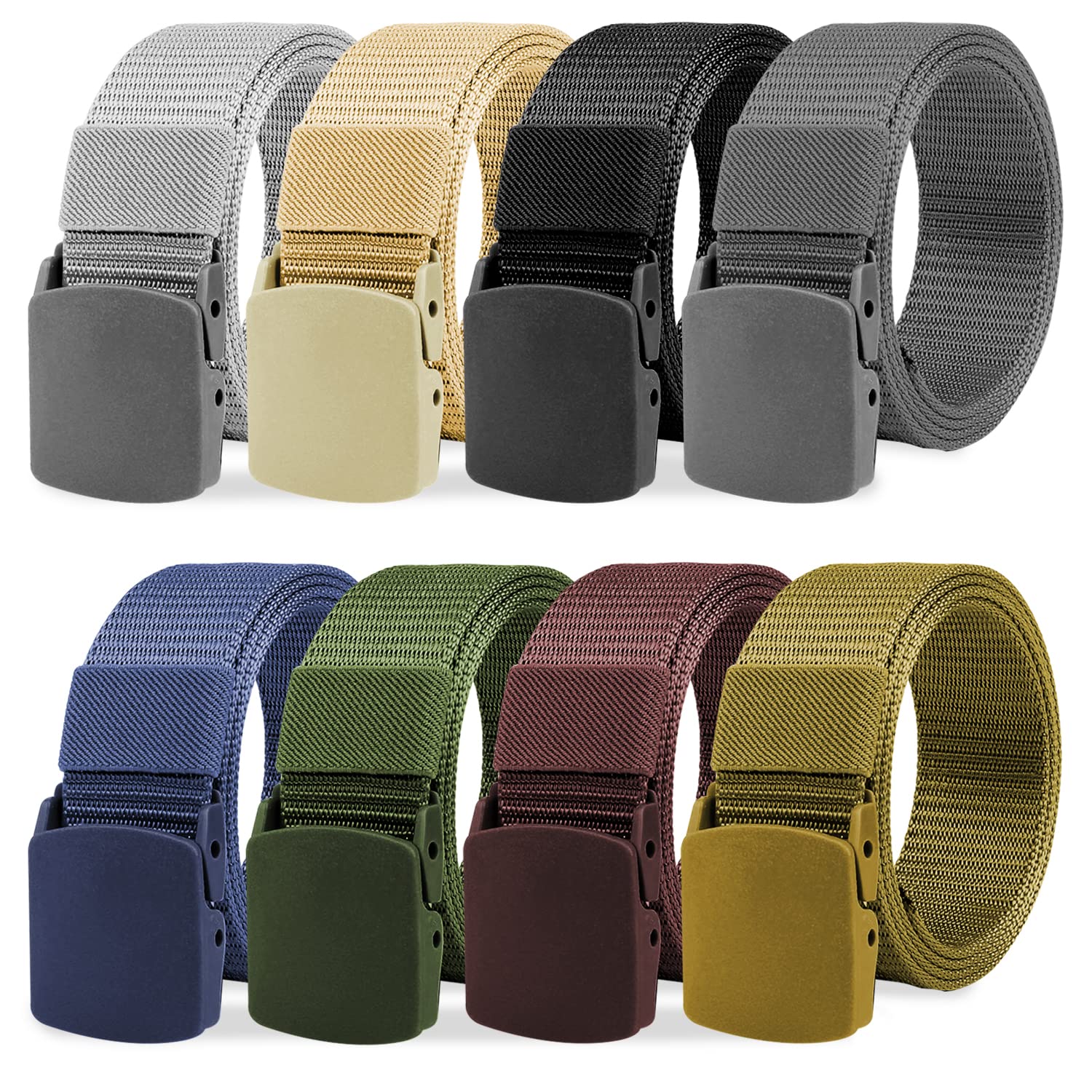 Men's Gold Brass Slider Military Belt Buckle with Canvas Web Belt X