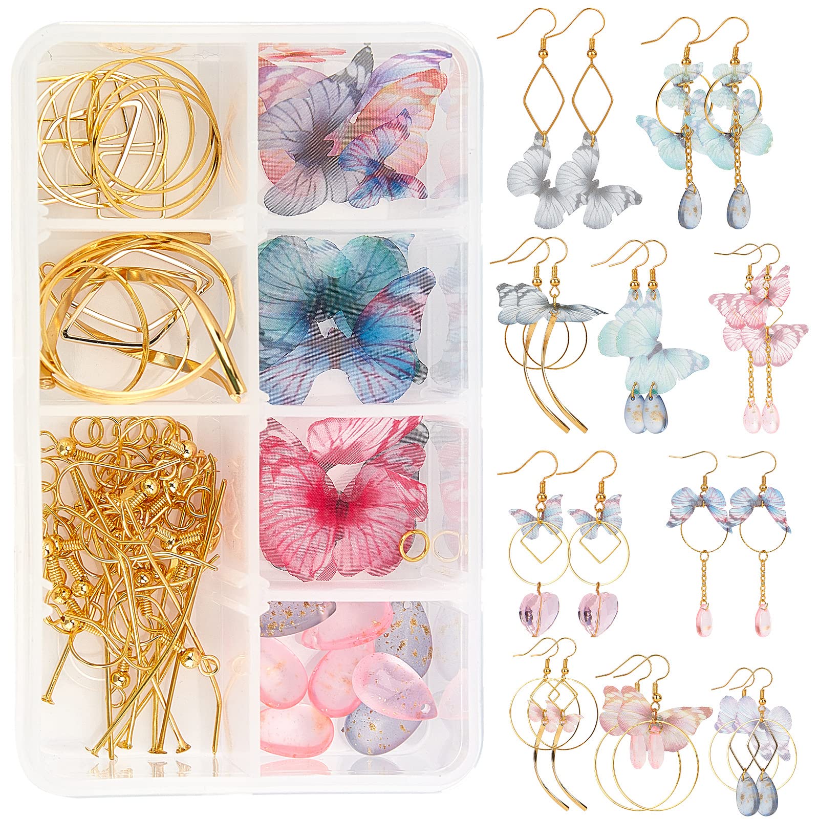 90Pcs/box Resin Earring Making Kit Butterfly Pendants For Women