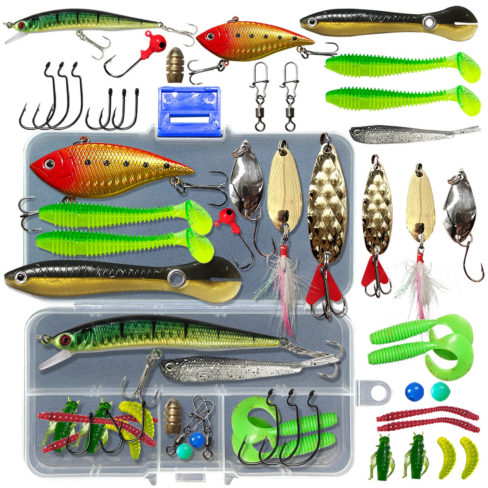 253pcs Fishing Accessories Kit Tackle Box Lures Hooks Spinner Blade Fishing  Gear