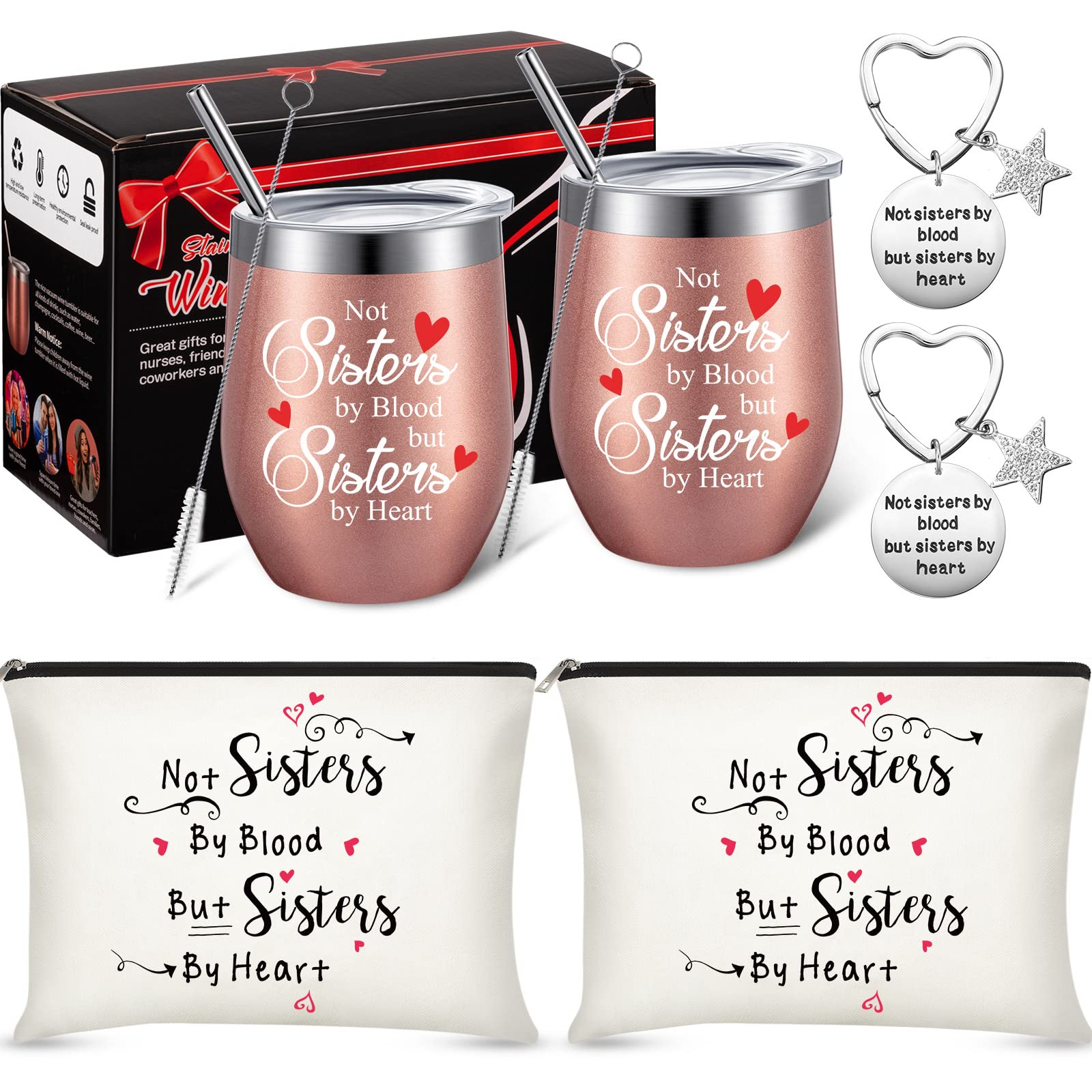 UNNESALT 6 pieces Funny Sisters Birthday Gifts from Sister - Unique  Christmas Gift Basket for Wine Tumbler, Candle, Keychain, Jewelry Dish,  Socks