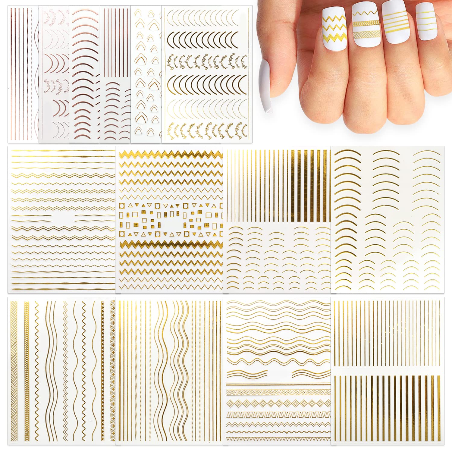  8 Sheets French Line Nails Art Stamping Plate