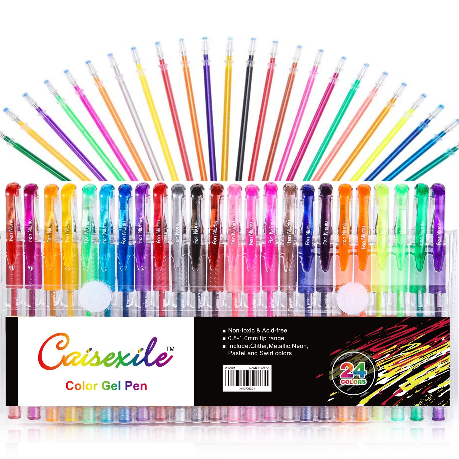 Glitter Pen, Colored Gel Glitter Pen 12 Color Set, Glitter Gel Pens,  Glitter And Metallic Gel Pens For Adult Coloring Book, Colored Gel Pen Fine  Point