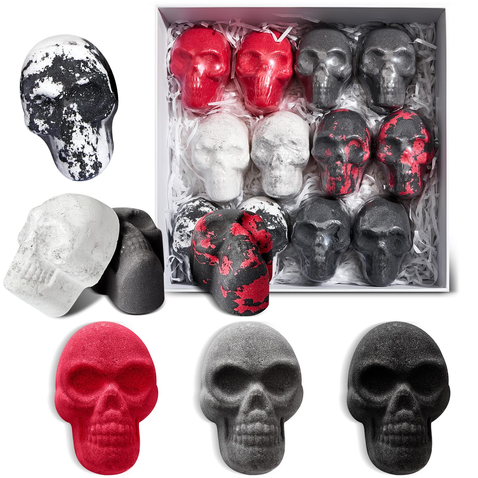 Lounsweer 12 Pcs Bath Bombs Gift Set Skull Bath Bomb Halloween