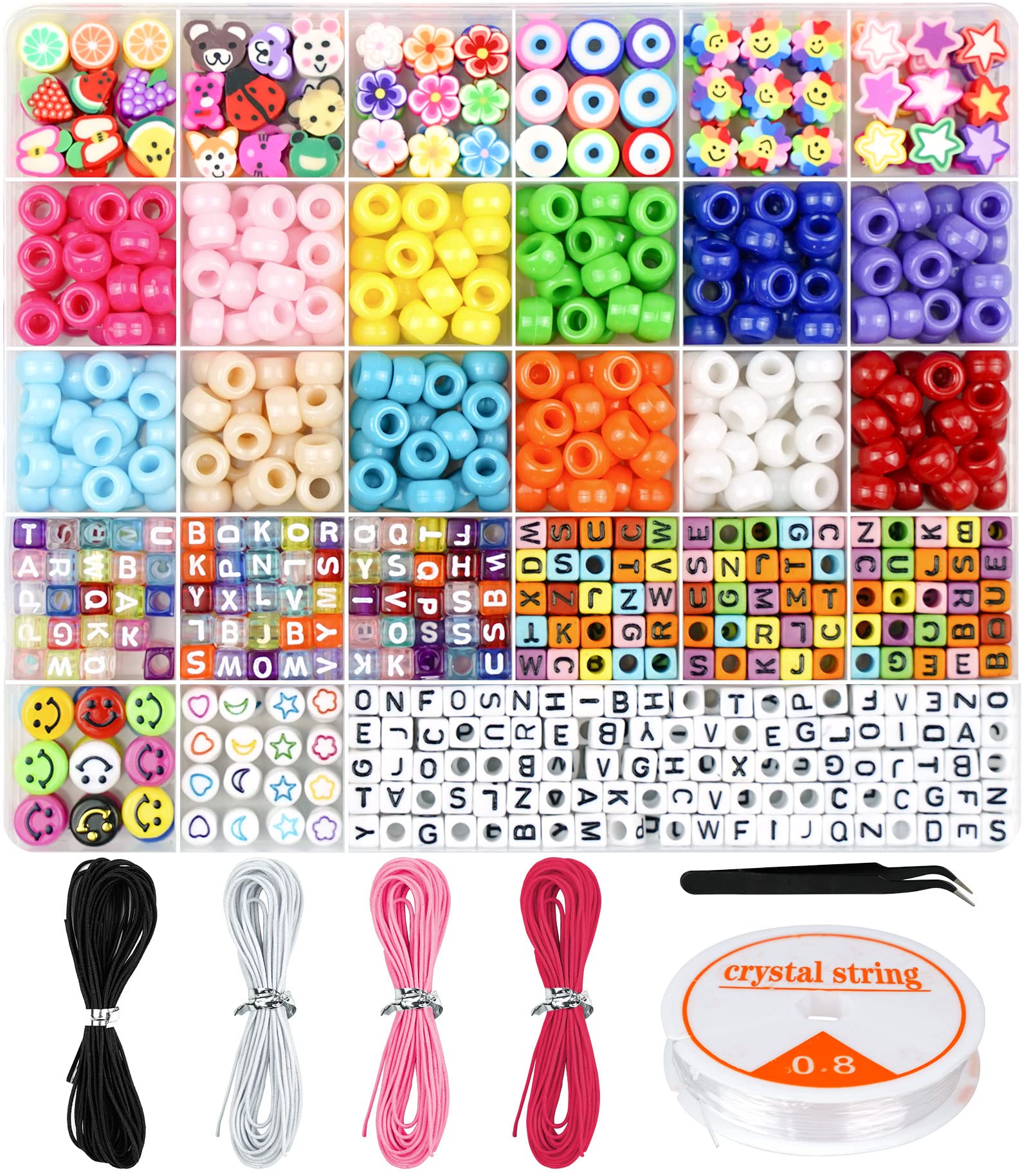 5000 Pcs Clay Beads Bracelet Making Kit, 24colors Friendship Bracelet Kit  Flat Polymer Heishi Beads For Jewelry Making With Letter Beads And Charms,  C
