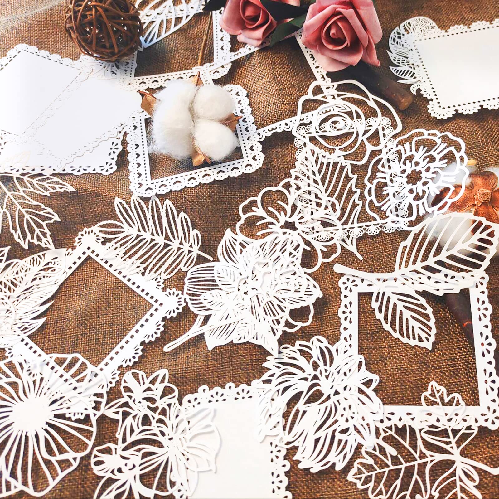  DREMISI 80Pcs Vintage Scrapbooking Supplies Lace Scrapbook  Paper Scrapbook Cutouts Flower Frame Cutout White Black Decorative Paper  Junk Journaling Supplies Aesthetic Stationery Craft Supplies, 4 Pack :  Arts, Crafts & Sewing