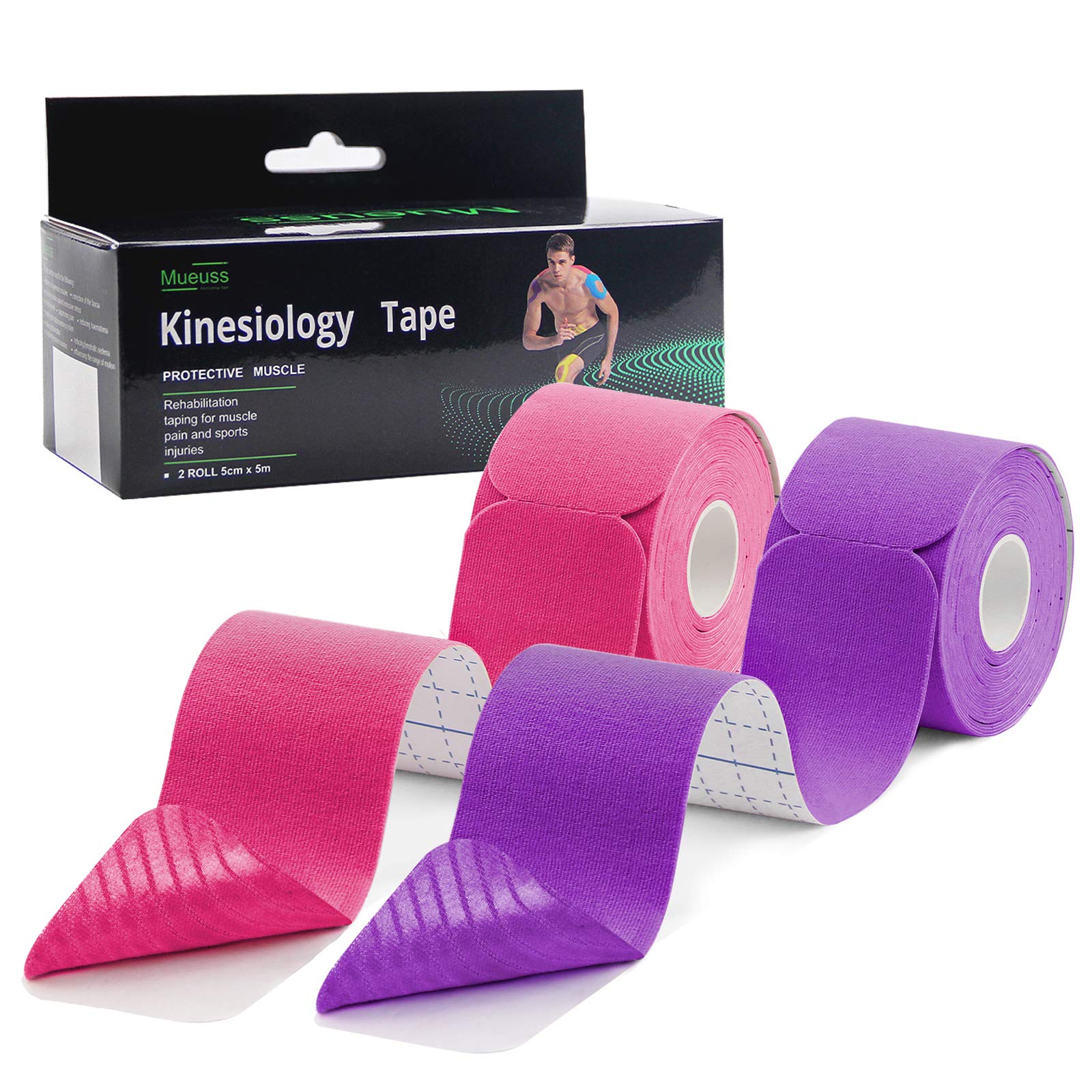 Kinesiology Tape Precut Strips 2in x 16ft Roll - Blue Athletic Tape for  Skin Muscle Sports Body Tape