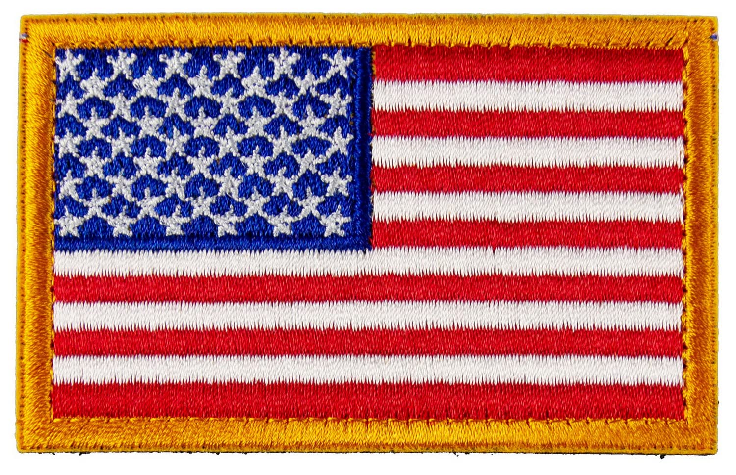 STANDARD USA FLAG PATCH WITH GOLD BORDER 2x 3 1/2 - Arizona Biker  Leathers LLC