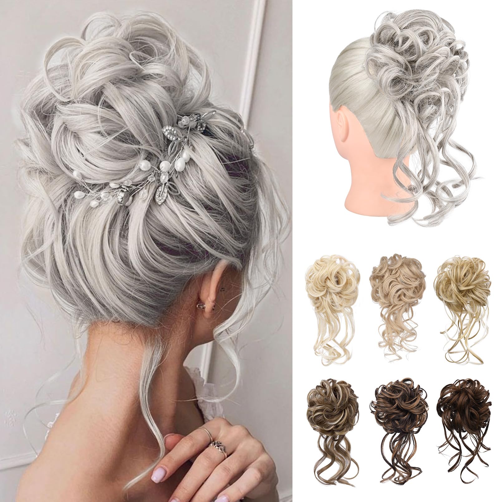 REECHO Messy Bun Hair Piece Tousled Updo Elastic Hair Bun Hair