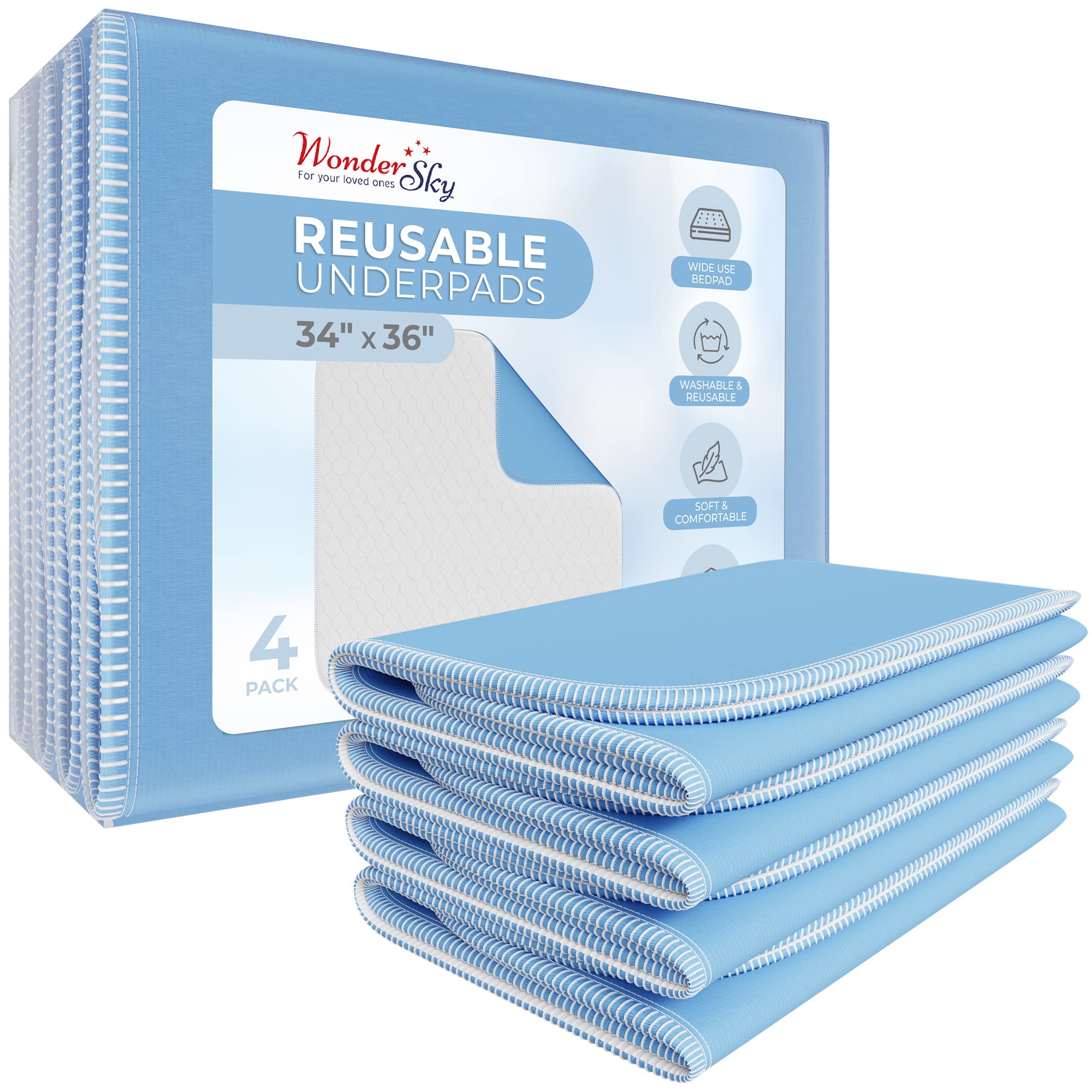 Pack of 10 Washable Underpads - 34 x 36 - Medium -Improvia