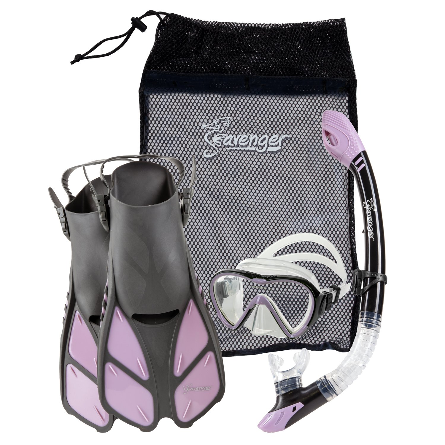 Seavenger Hanalei Anti-Fog 4-Piece Snorkeling Set (Blue Gray, Small)