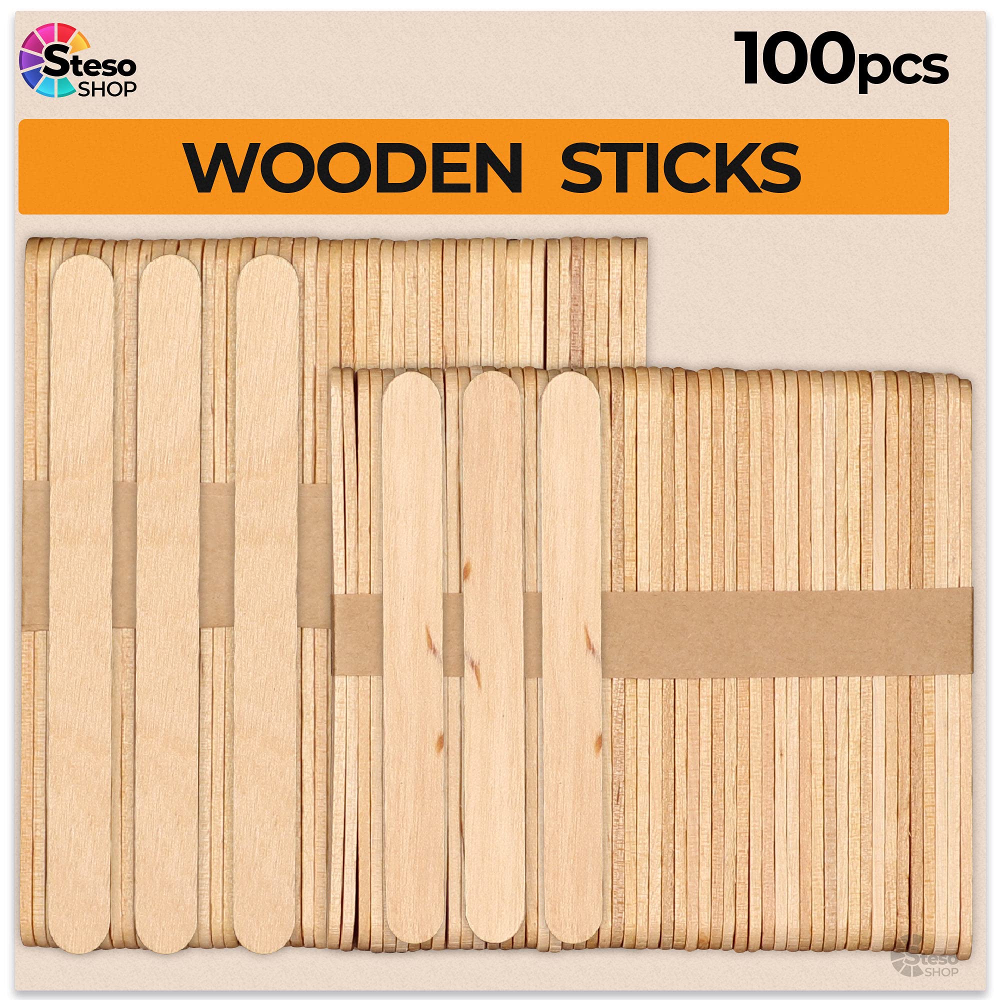 Colored Popsicle Sticks for Crafts - [100 Count] 6 Inch Jumbo Multi-Purpose  Wood
