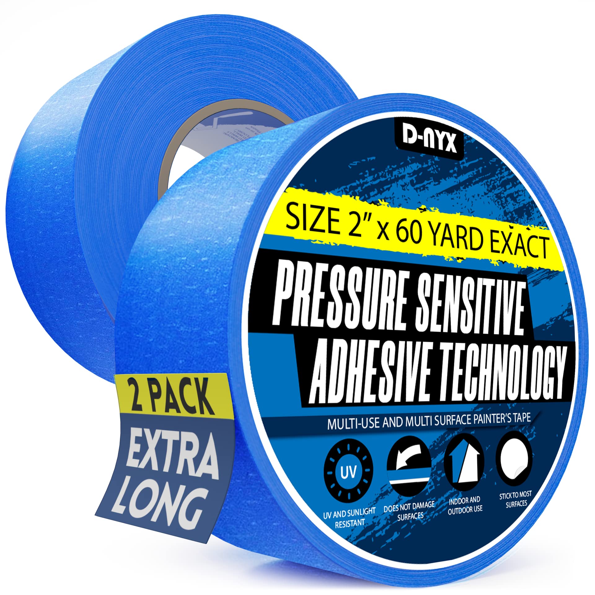 Wide Blue Painters Tape, 6 inch & 2 Rolls of 4 inch (60 Yards), 3D