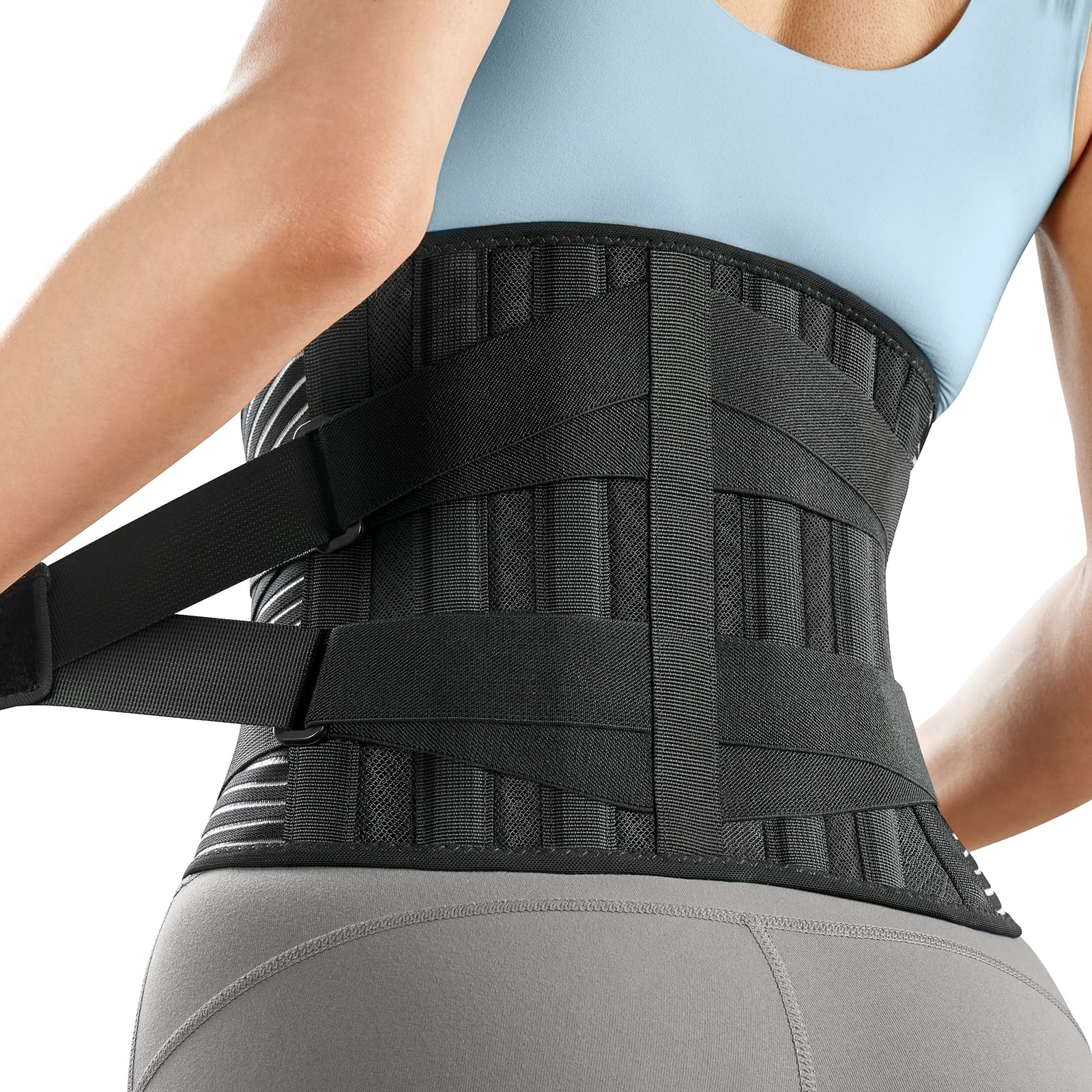 FREETOO Back Brace for Men Women Lower Back Pain Relief with 6