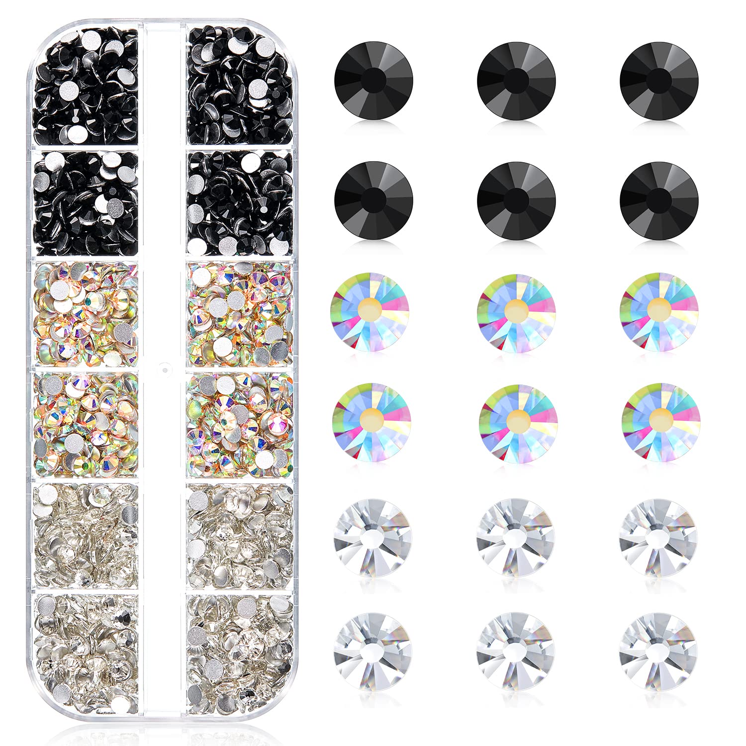 1440 PCS Flat Back Mixed Nail Art Crystals 3D Nail Accessories Nail Art  Crystals Nail Rhinestones Nail Diamonds Rhinestones 