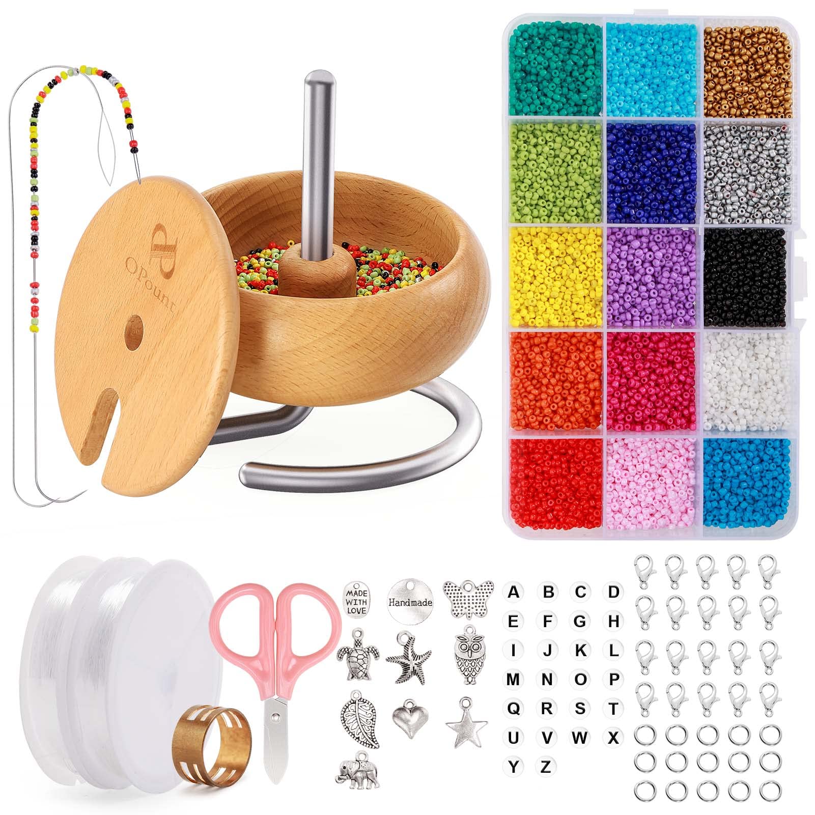 Wooden Bead Spinner Holder Quickly Beading Bowl Kit Bracelet Maker  Stringing Wooden Crafting Clay Beads Spinner DIY Beads Kit