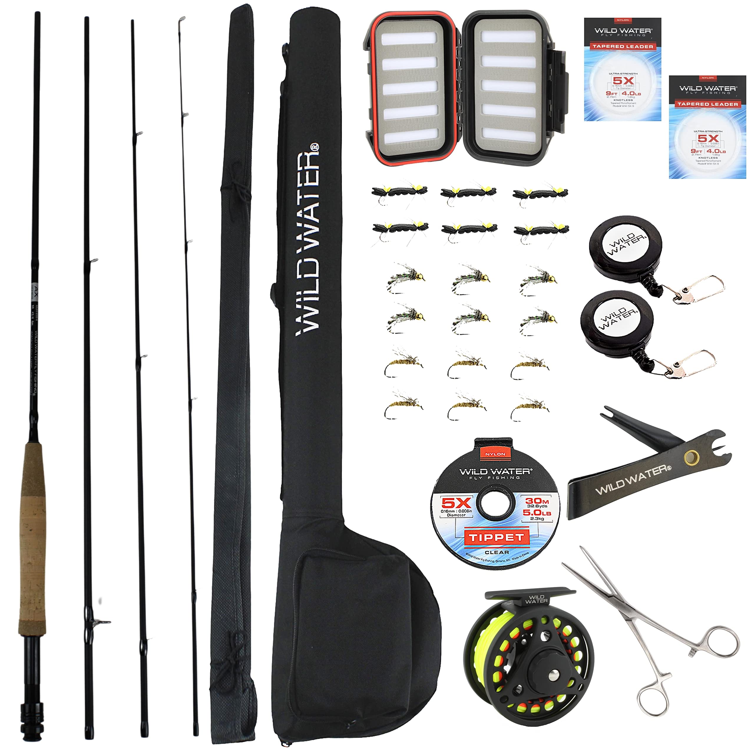 Wild Water Fly Fishing 9 Foot, 4-Piece, 3/4 Weight Fly Rod Deluxe Complete Fly  Fishing Rod and Reel Combo Starter Package