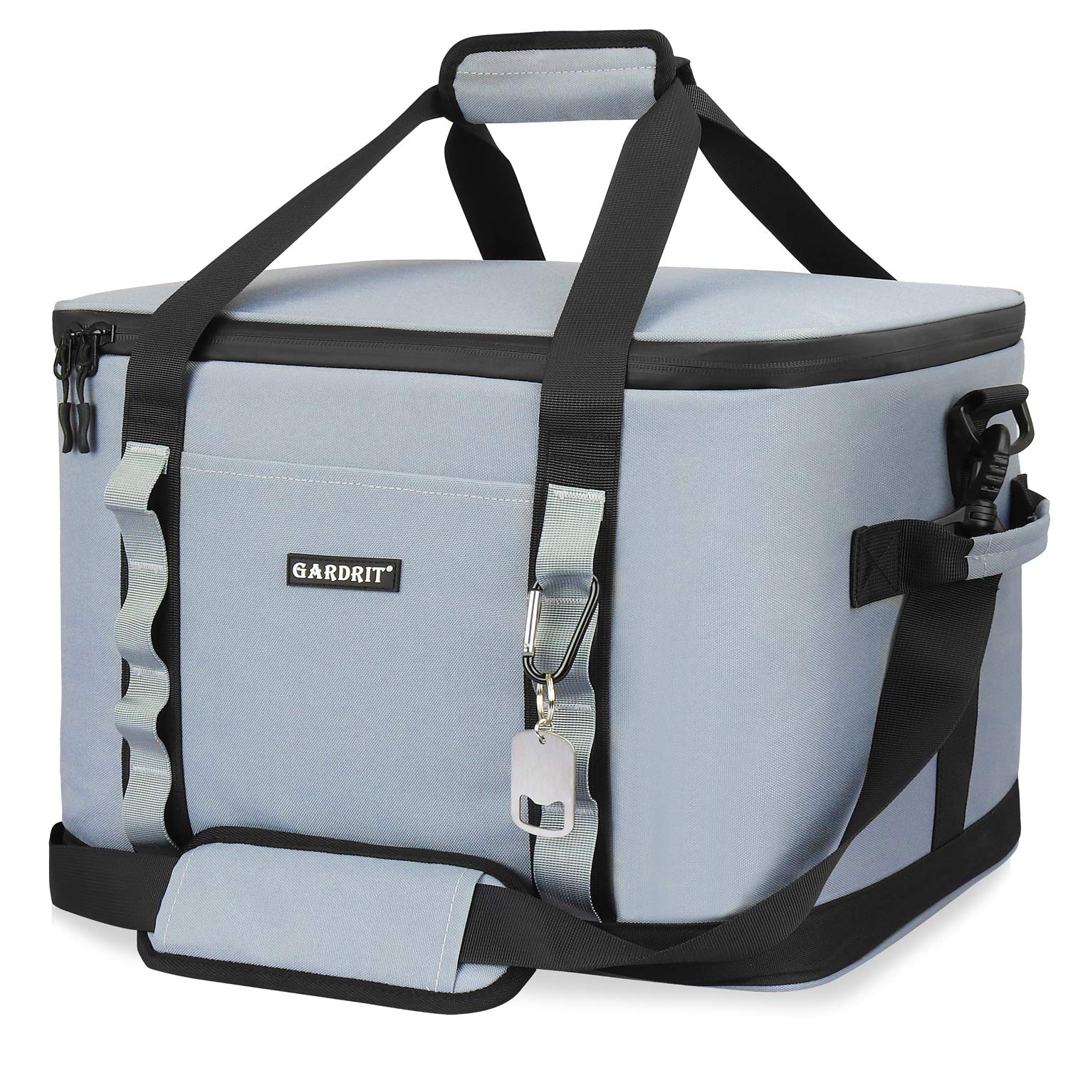 Insulated Tote Lunch Bag with Soft Padded Handles - Teal with Fishes