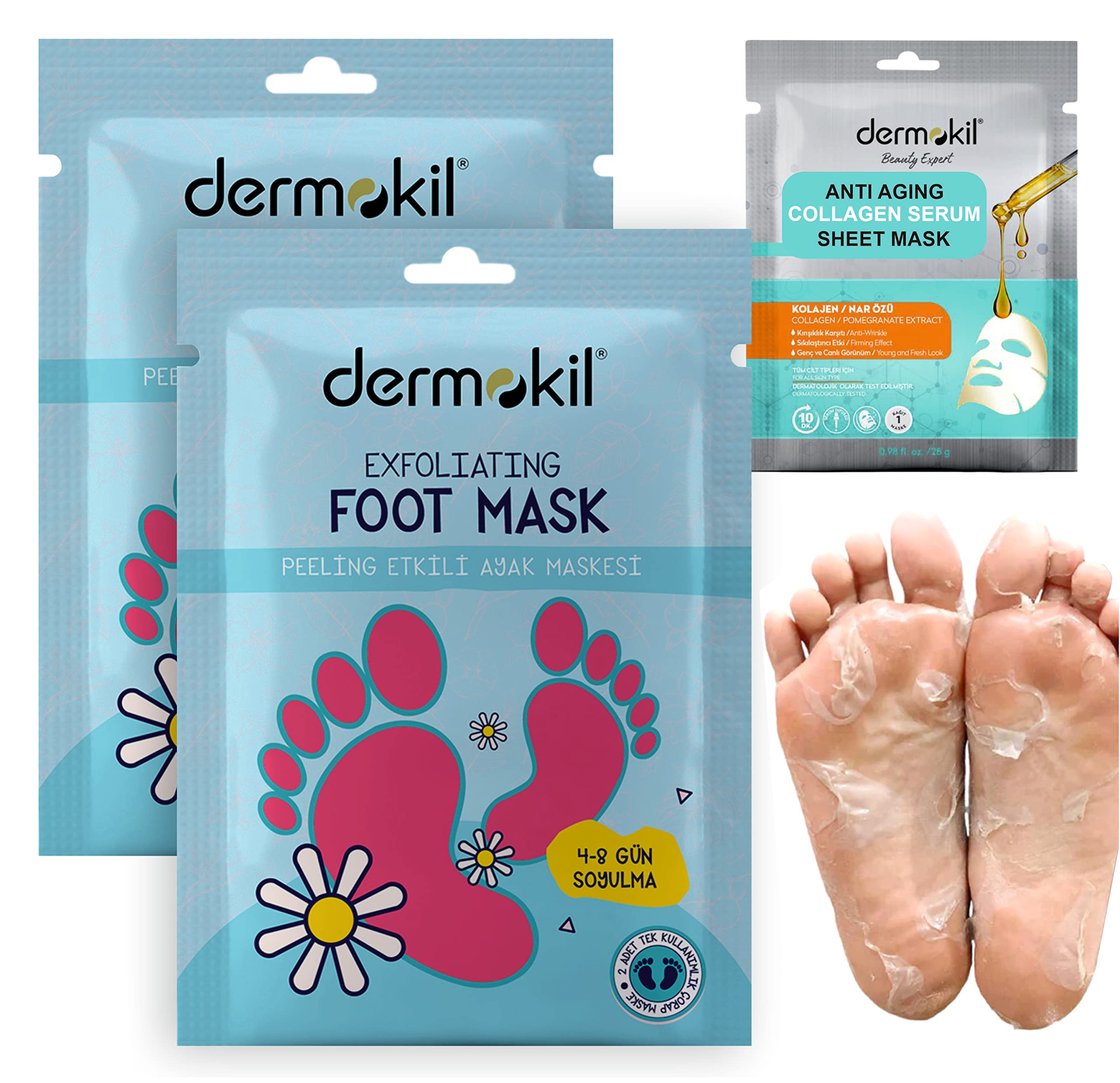 Foot Peel Mask - 3 Pack Foot Mask Dermatologically Tested - Exfoliating  Baby Foot Peel - Repair Heels & Removes Dry Dead Skin - Foot Exfoliator for  Peeling Dry Cracked 