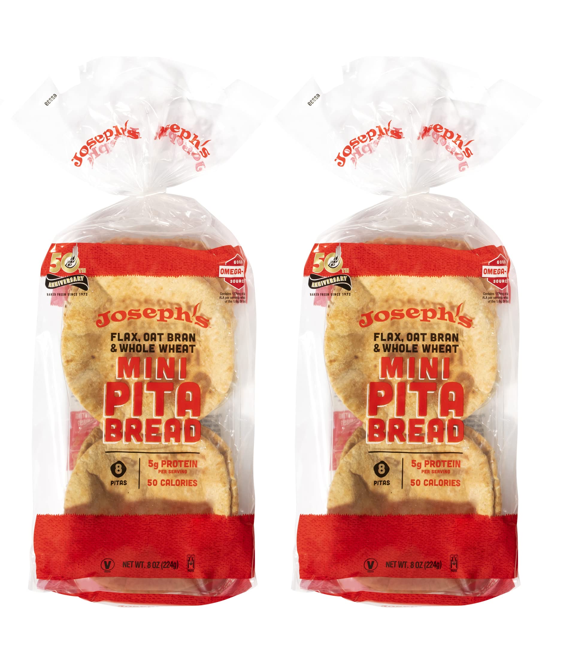 Joseph's Low Carb MINI Pita Bread 2-Pack, Flax, Oat Bran and Whole