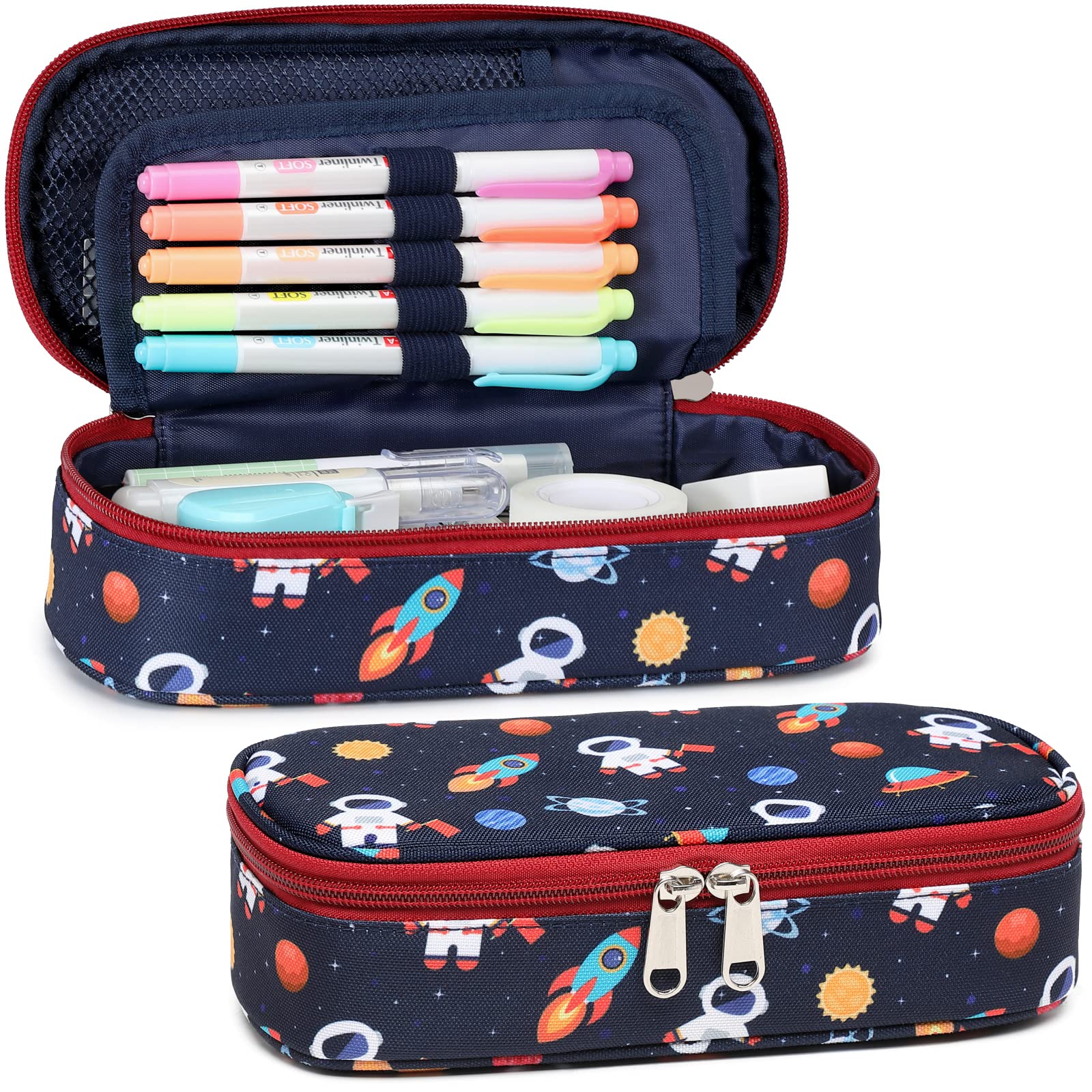 Preppy Pencil Case Aesthetic Large Capacity Pencil Bag Cute Pencil Case for  Girls Aesthetic School Supplies (Blue)