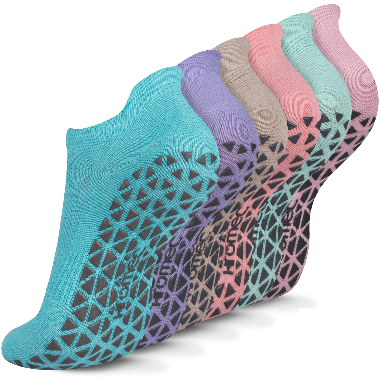 Non Slip Yoga Socks with Grips for Pilates, Ballet, Barre, Barefoot,  Hospital Anti Skid Socks for Women and Men Medium 6 Pairs-typ B