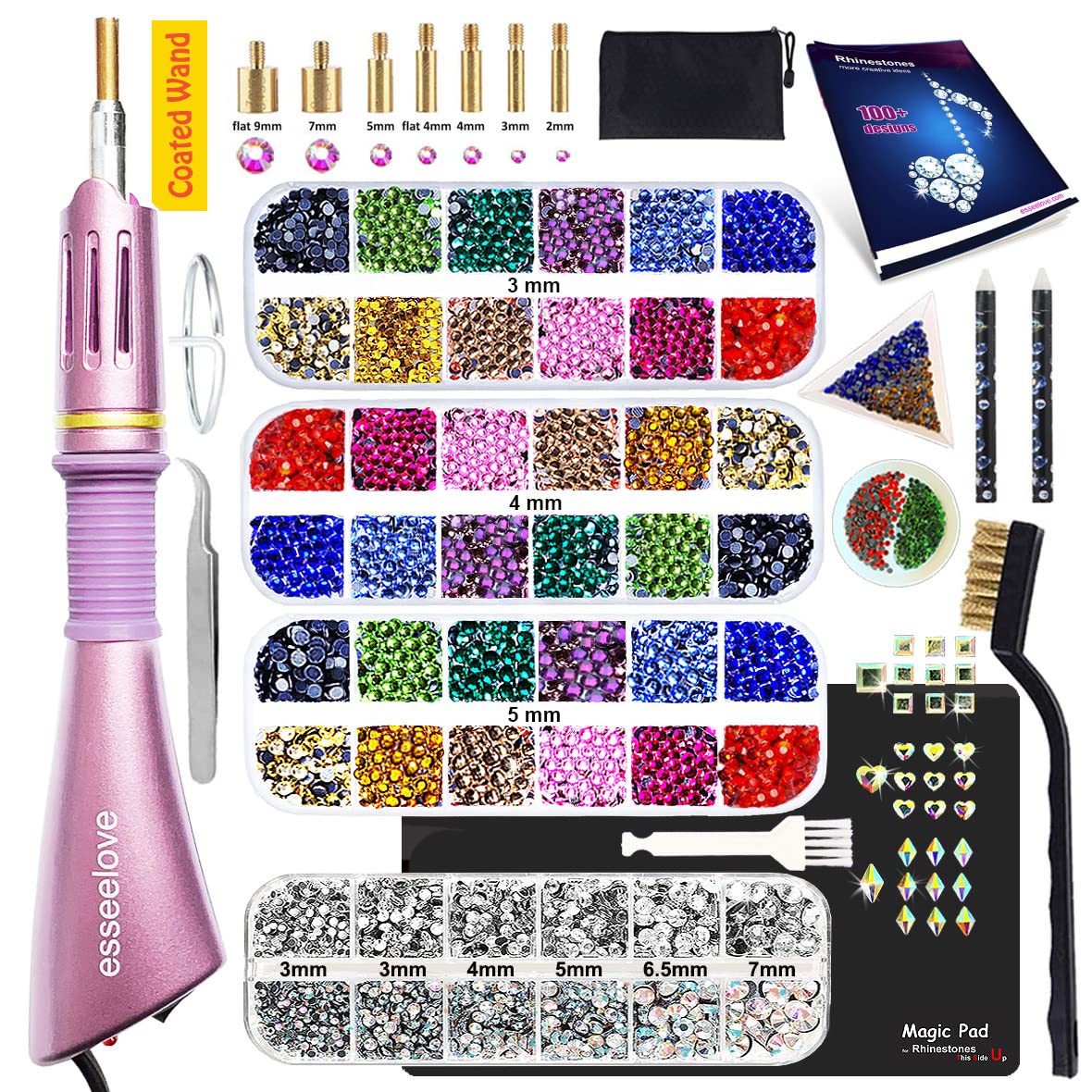 Hotfix Applicator, 7-in-1 Hot Fix Rhinestone Applicator Wand Setter Tool  Kit with 7 Tips, 2 Pencils and Tweezers : Arts, Crafts & Sewing 