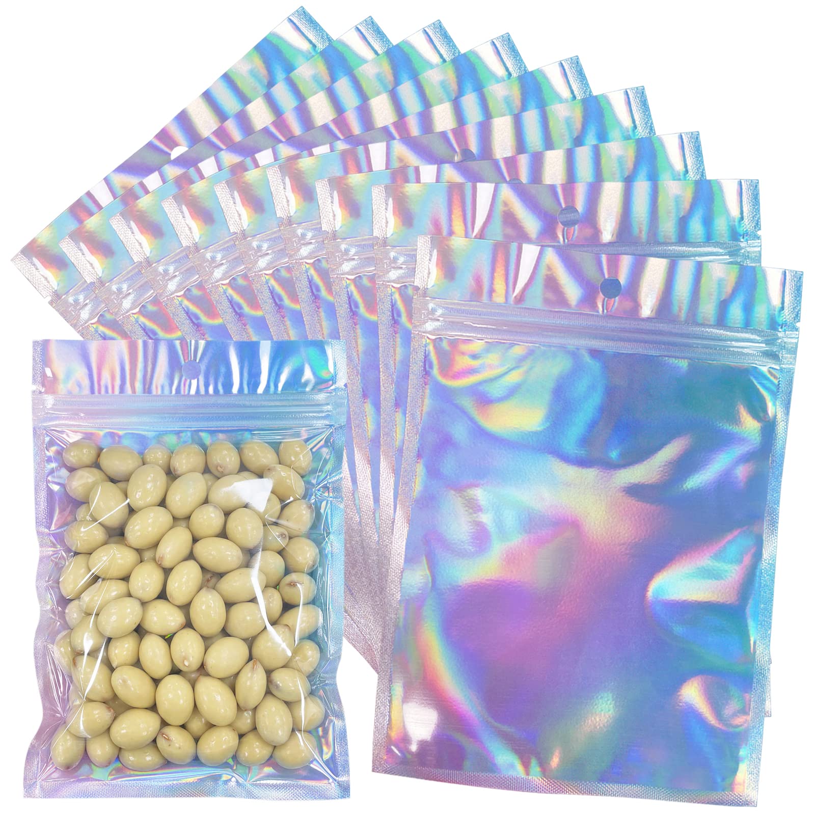 100 Pack Mylar Bags - 5.5 x 7.8 Inch Resealable Foil Pouch Bag