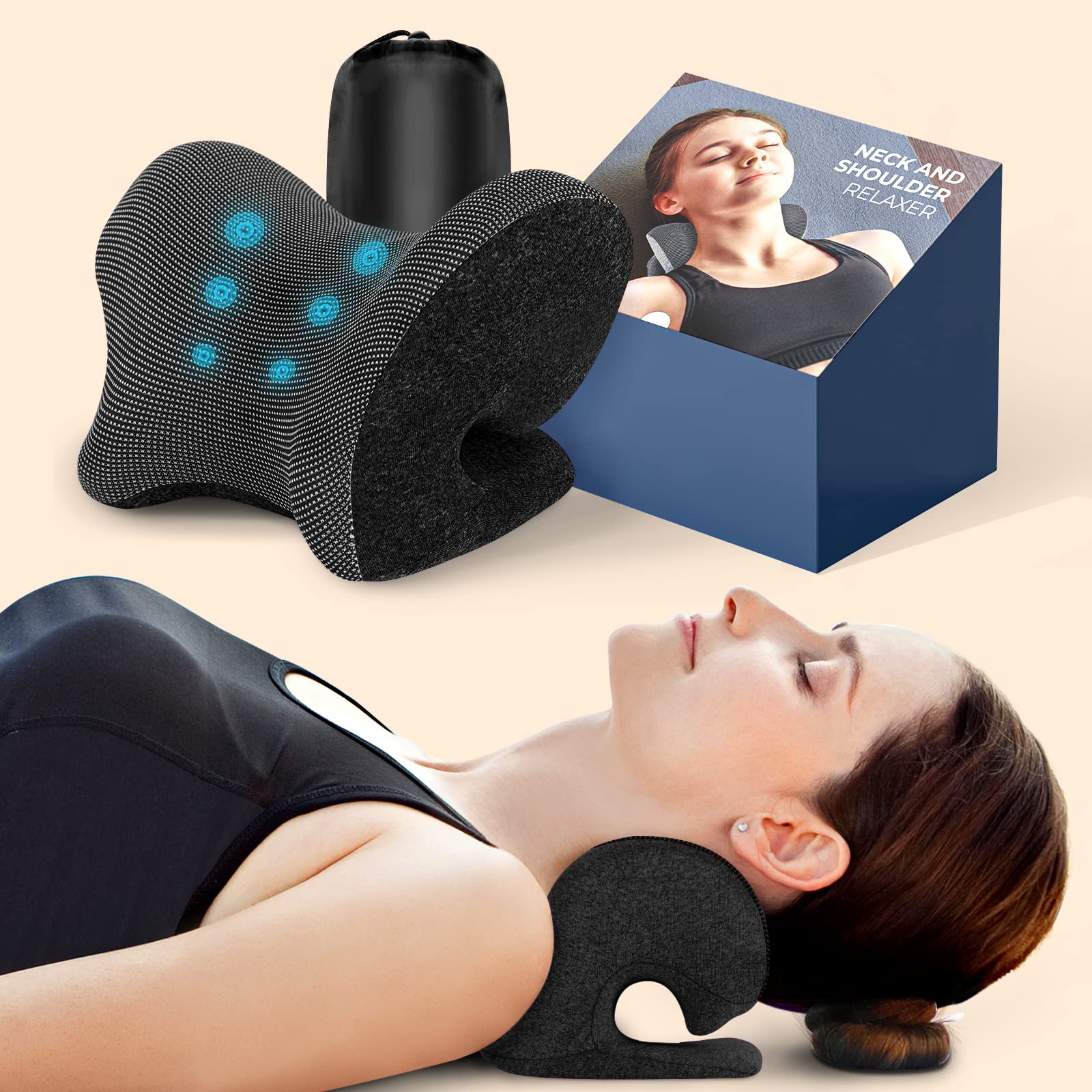 Neck and Shoulder Relaxer - Neck Stretcher Cervical Spine Traction Device  to Relieve Neck and Shoulder Fatigue and Pain, Chiropractic Pillow for