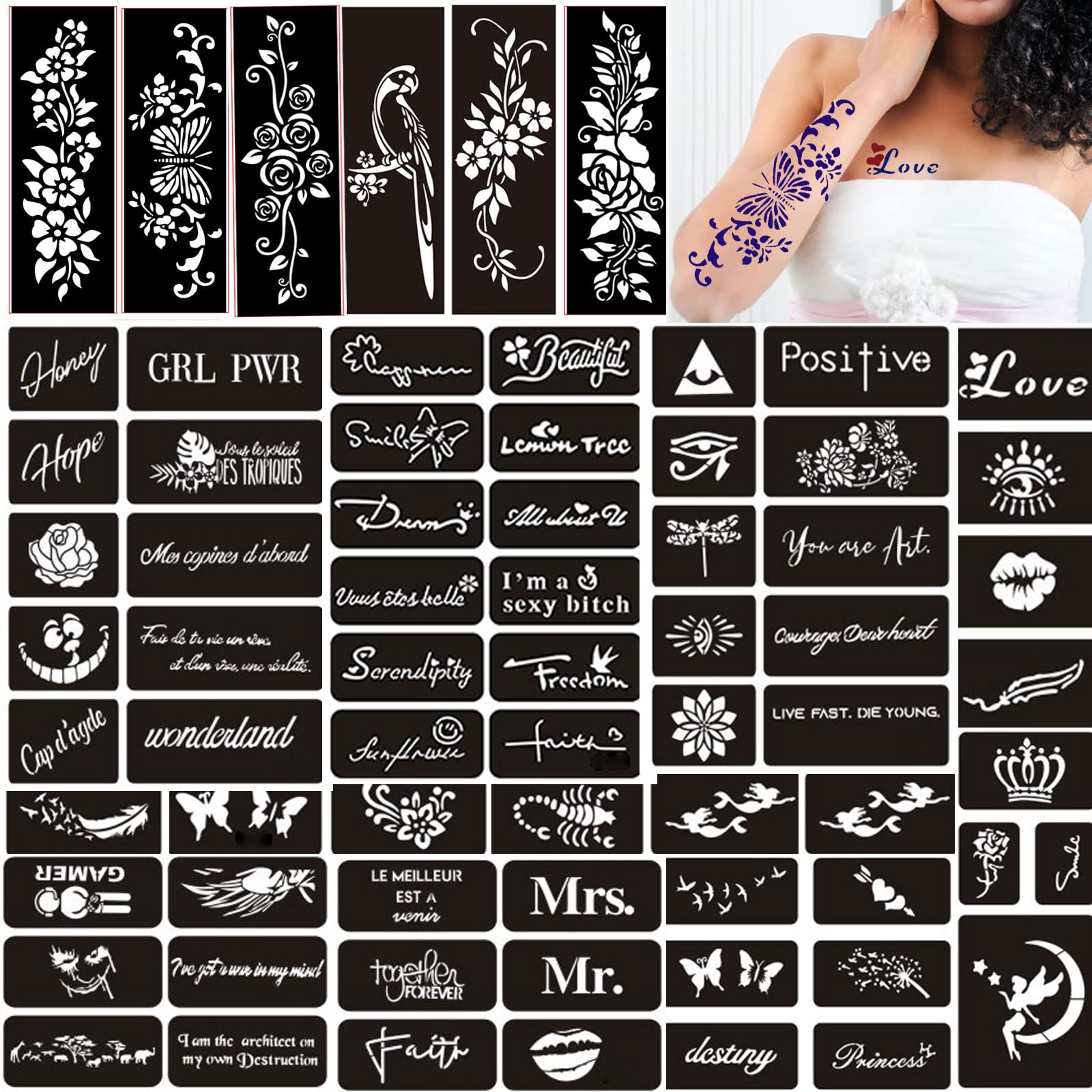 10 Sheets Tattoo Stencils Kit Smiling Face Hand Back Tattoo Patterns  Temporary Templates For Glitter Airbrush Tattoo Stencil Stickers Paint Body  Art Reusable Fake Tattoos For Women Men Adults Hand, Back,Arm,Finger