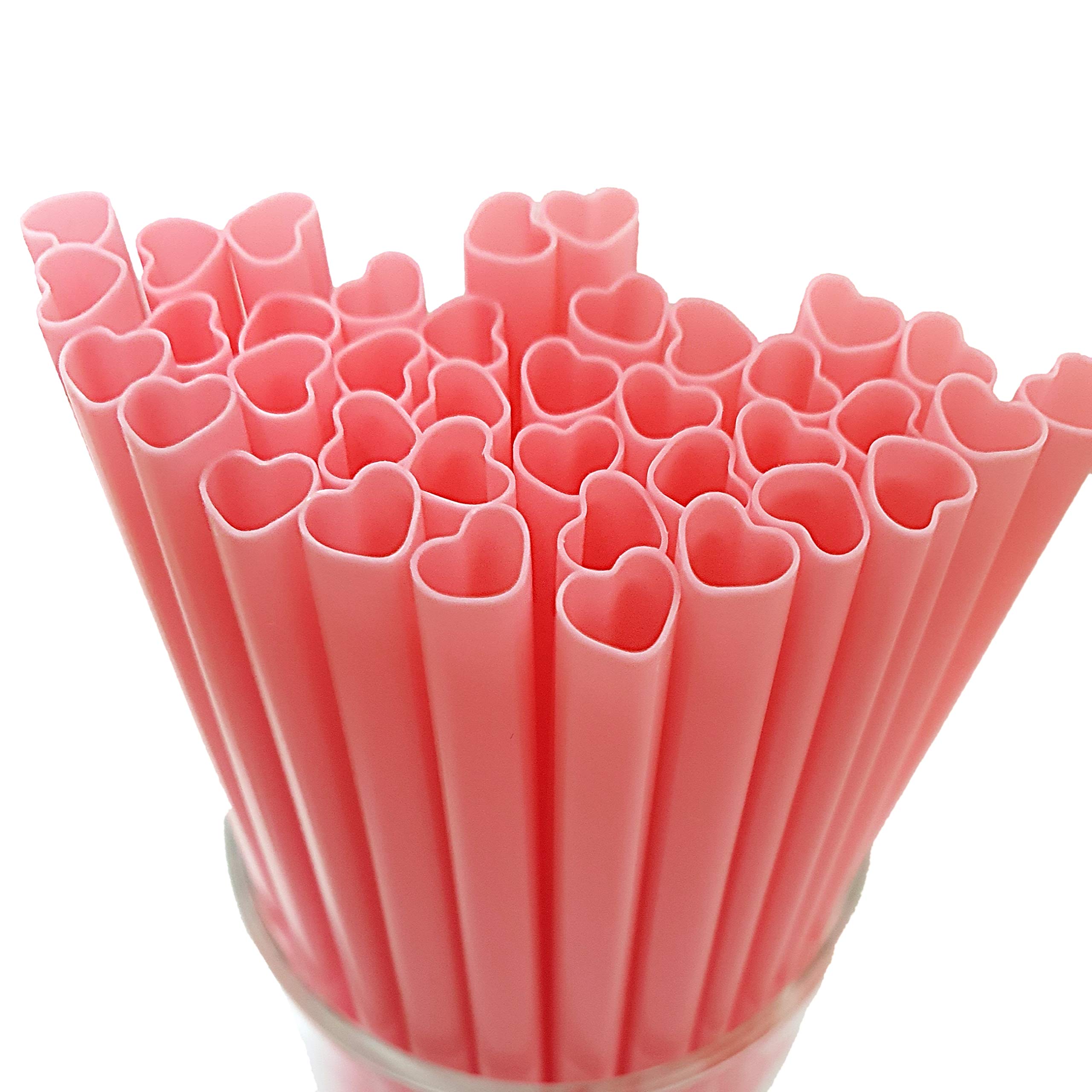 The best MOON 100pcs Heart Shaped Pink Straws Disposable Drinking