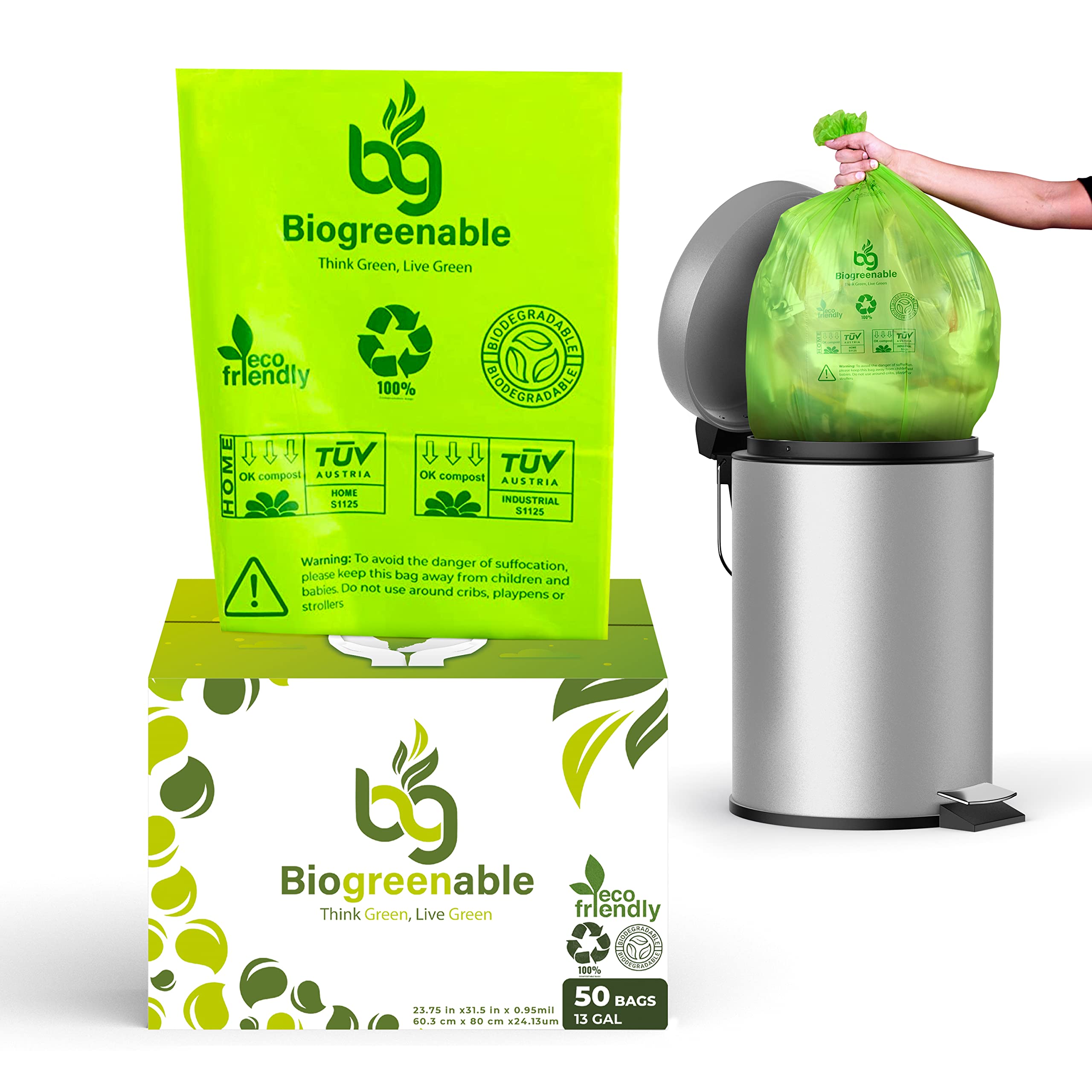 15 Bags 13 Gallon Garbage Bags Can Be Biodegradable, Super Thick