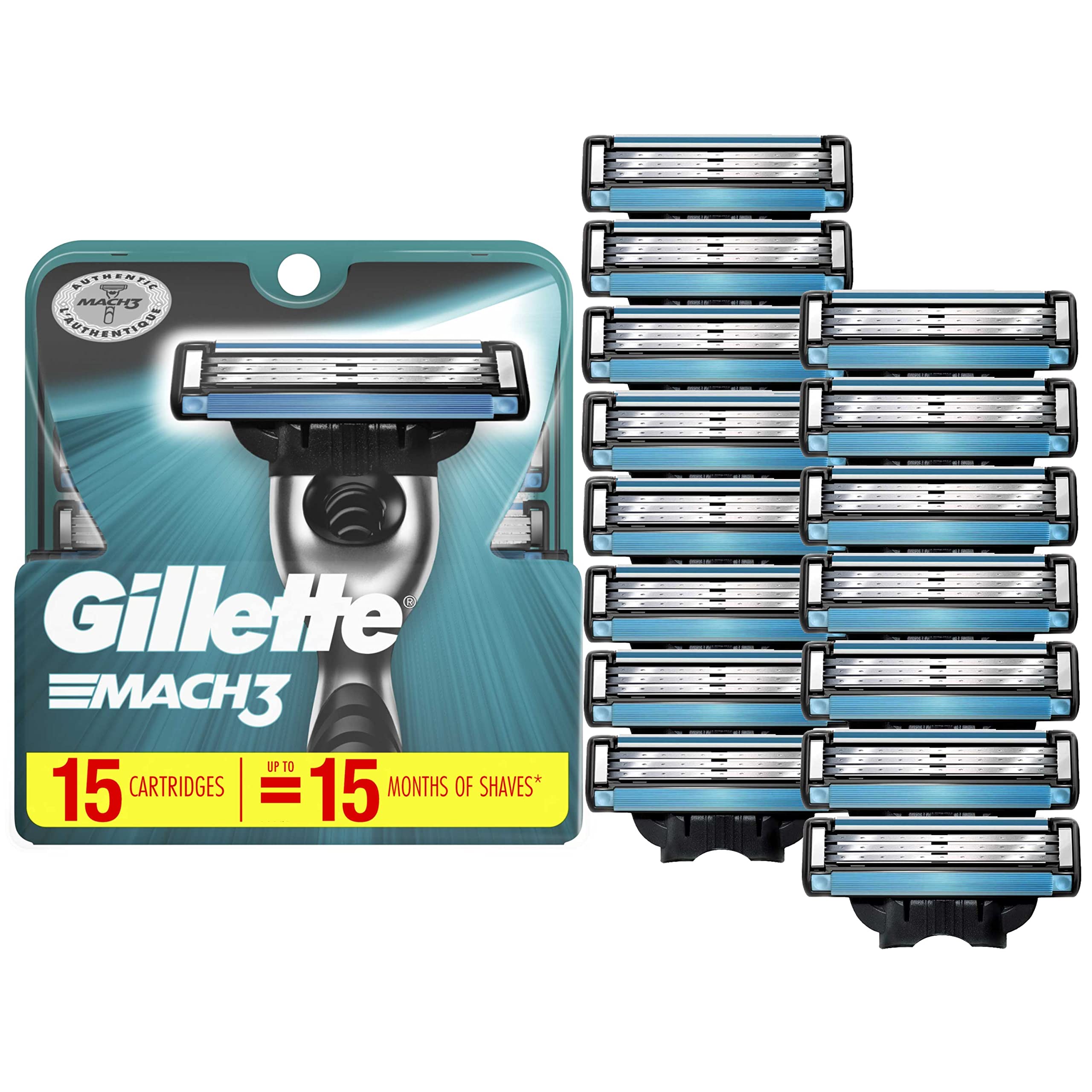 Gillette Mach3 Mens Razor Blade Refills 15 Count