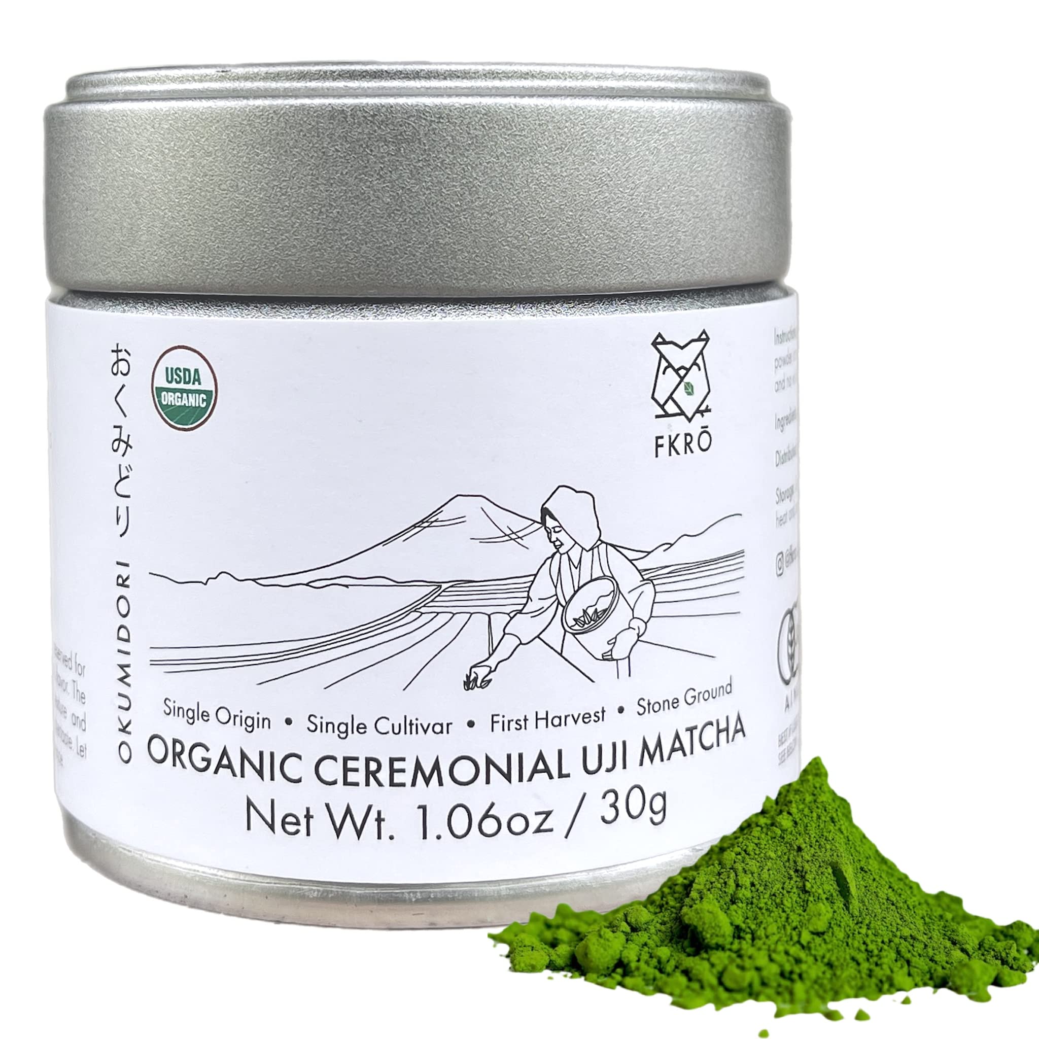 FKRO Organic Ceremonial Grade Matcha Green Tea Powder From Uji, Japan ...