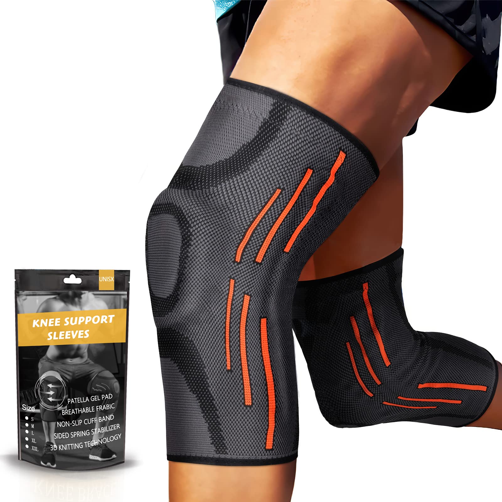 1 Sport Knee Support Brace Compression Sleeve Patella Pad Pain
