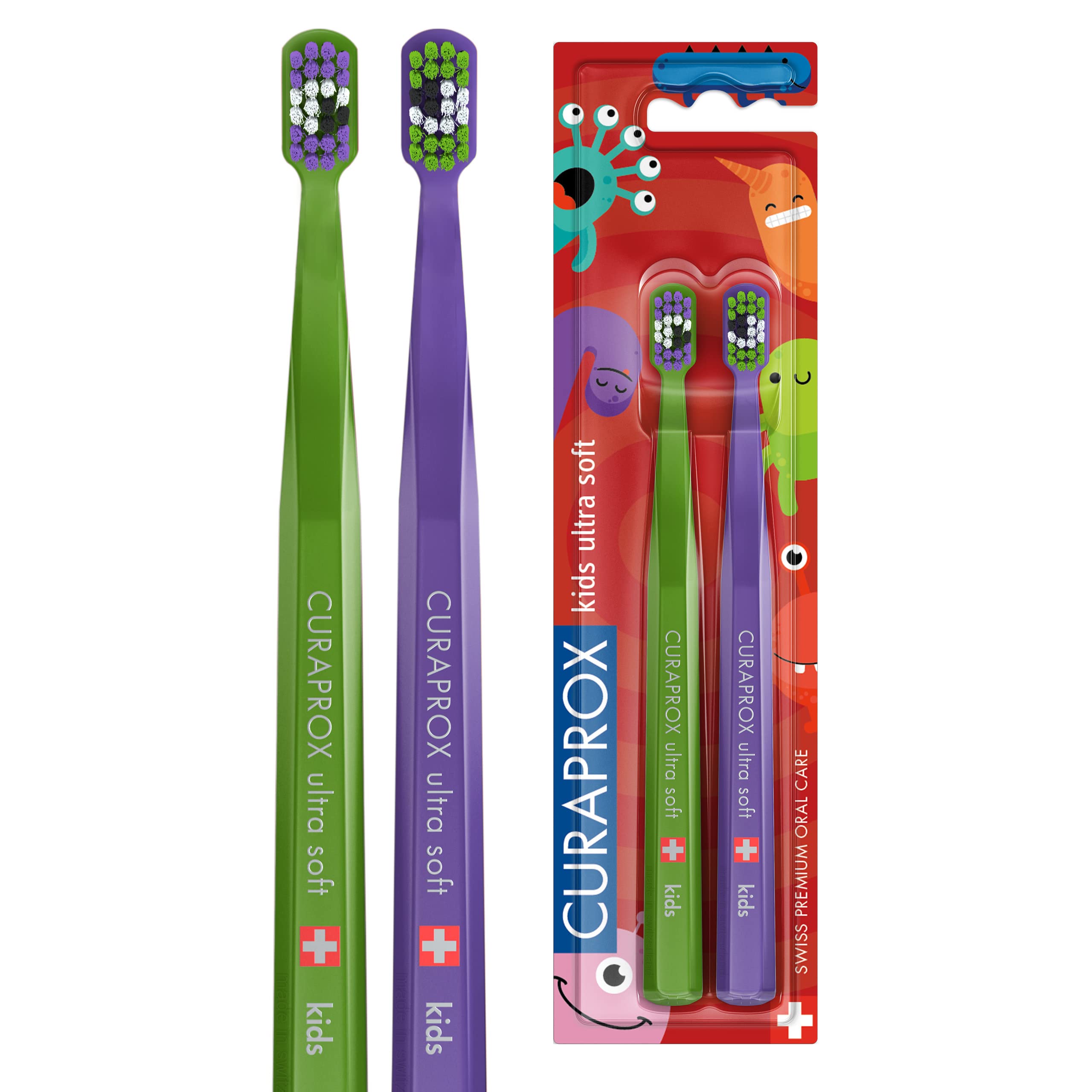 Curaprox CS Kids Manual Toothbrush Special Edition Happy Kids Pack of 2 Ultra  Soft Toothbrush for Children