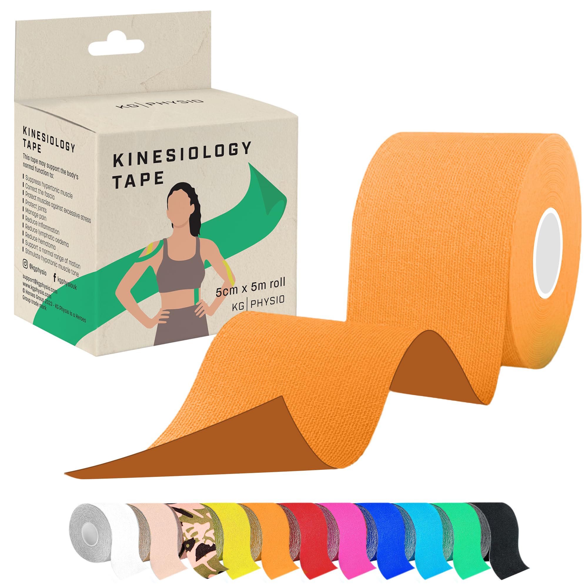 Kinesiology Tape 5m Roll - Sports K Tape for Knee/Muscle Support - Adhesive  Uncut Sports & Physio