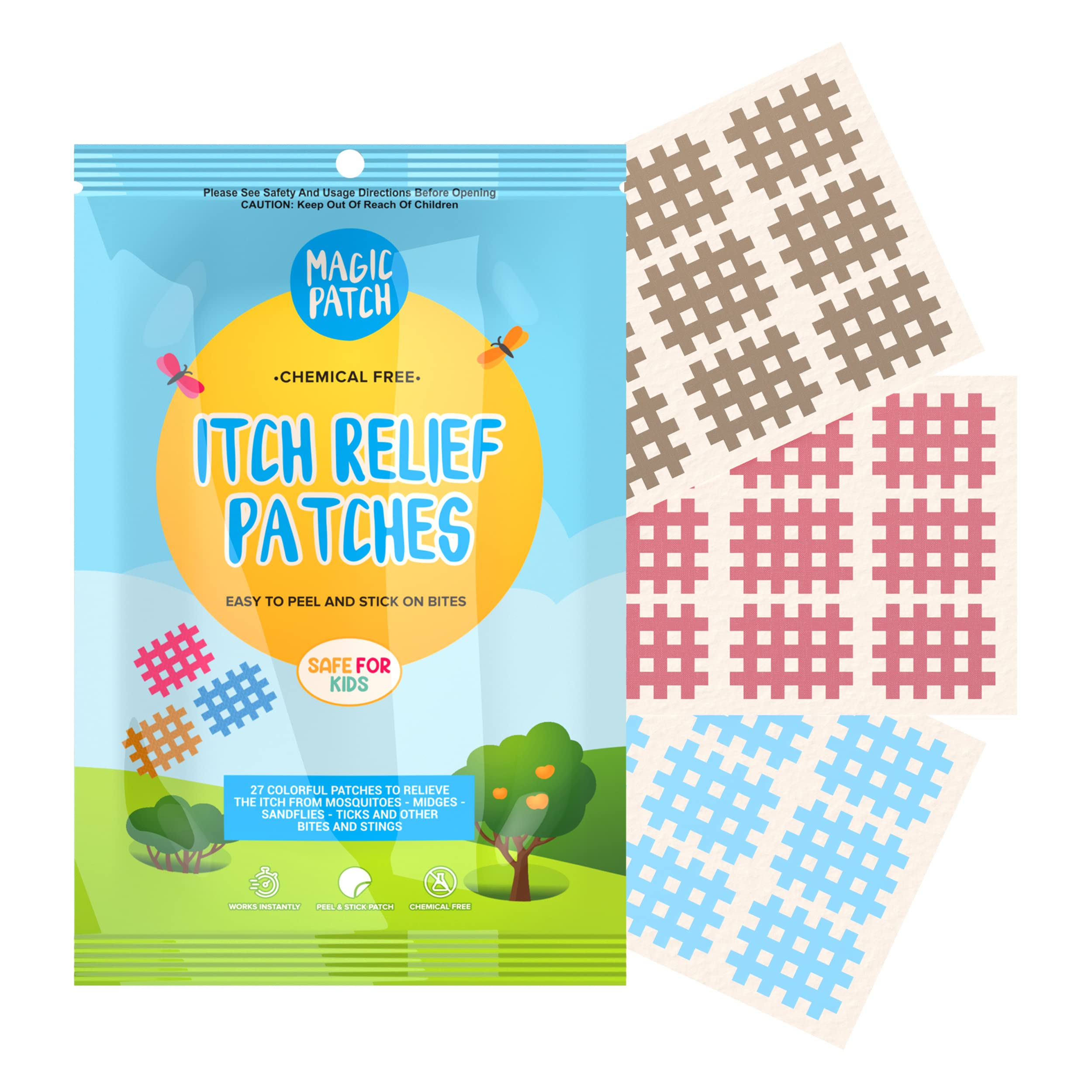 BuzzPatch Magic Patch Itch Relief Patches - 27 Patches - Chemical Free,  Natural Itch Relief - Bug Bite Relief for Mosquitos, Ticks, Midges,  Sandflies (1)